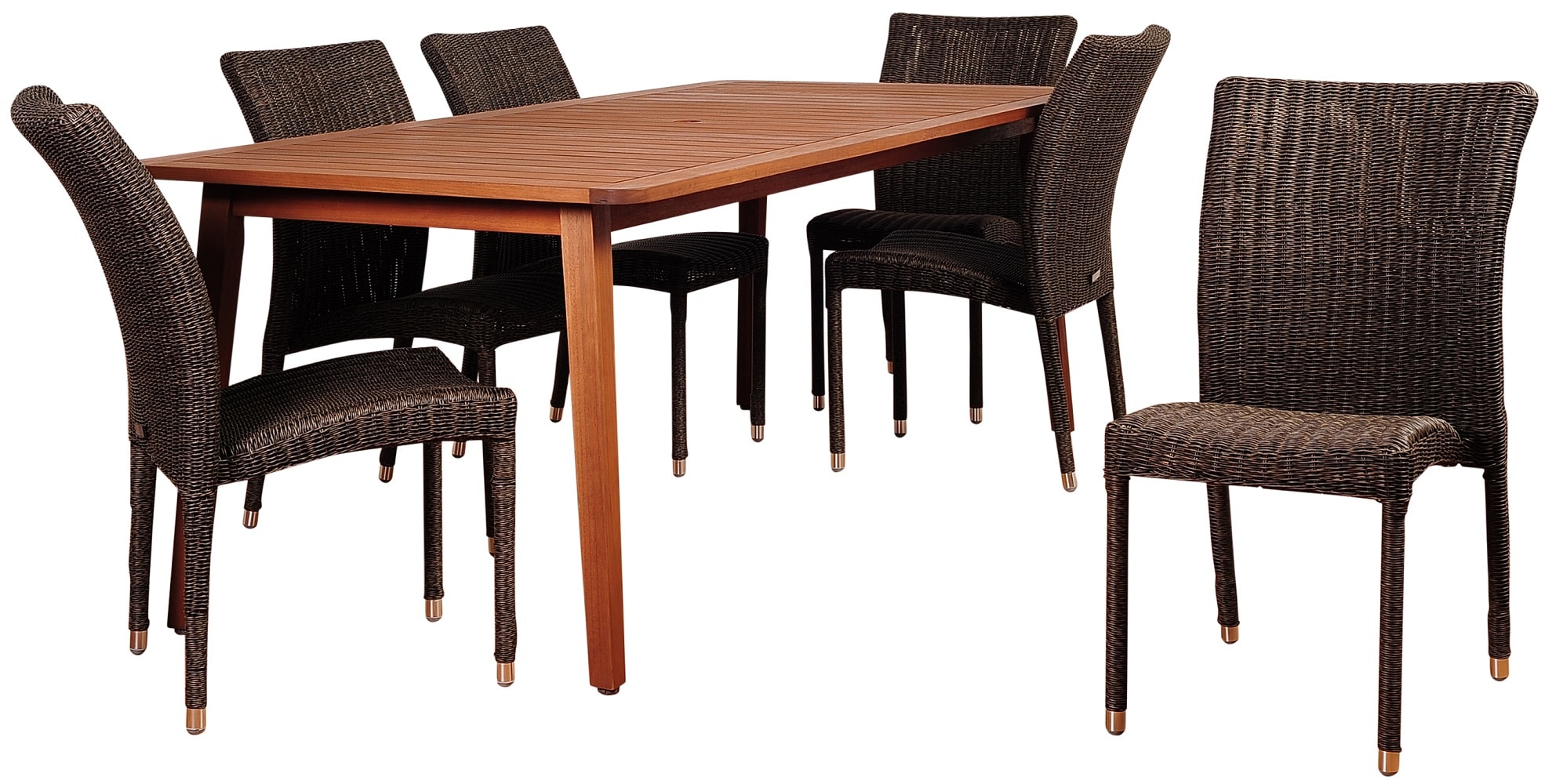 Envelor EN-IH-AMAZB7PC Amazonia 7 -Piece Brown Patio Dining Set Extendable Table Wood Rectangle Table with 6 Stationary Chairs