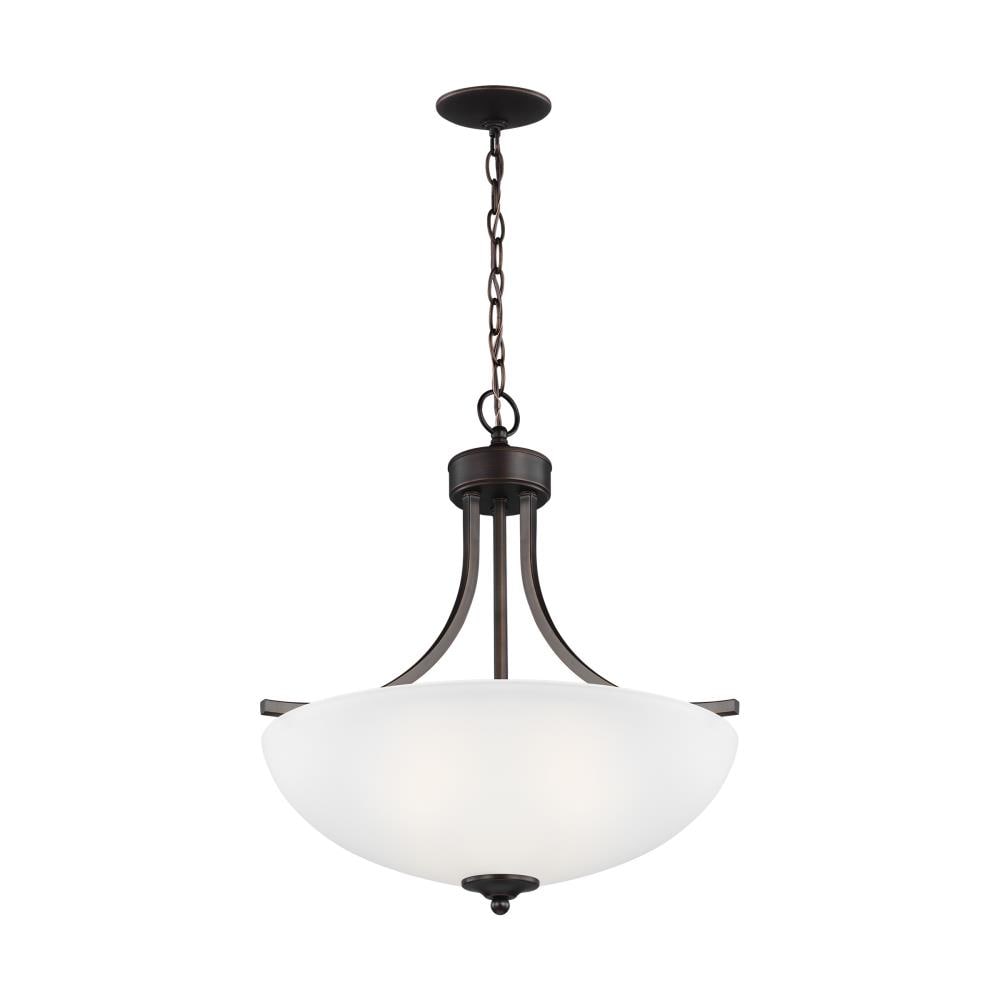 Generation Lighting 6616503EN3-710 Geary 3 -Light Bronze Transitional Etched glass Bowl Medium Hanging Pendant light