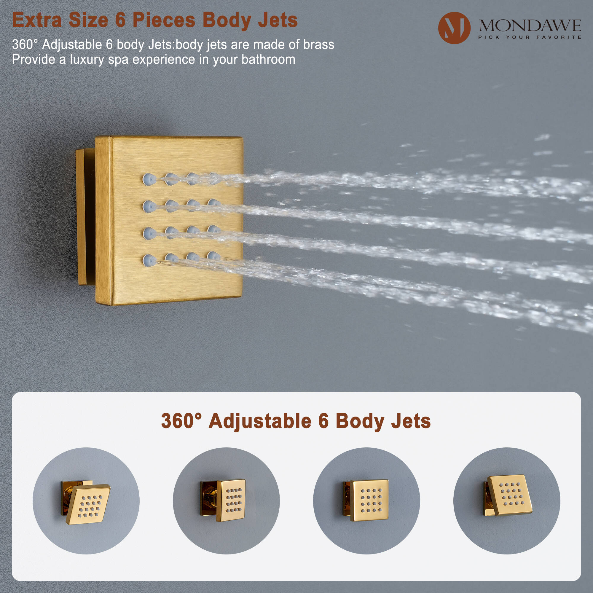 LUCKY ONE MD6076-BG Showerhead-Bar-Panels - View #9