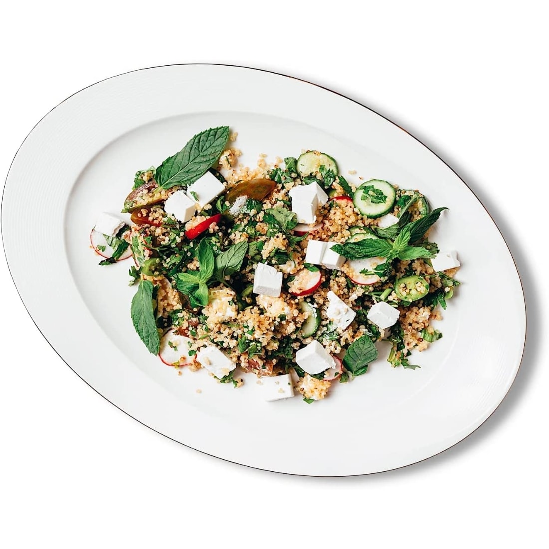 HomeRoots 4000470368 1.3-in x 10.12-in White Oval Serving Platter