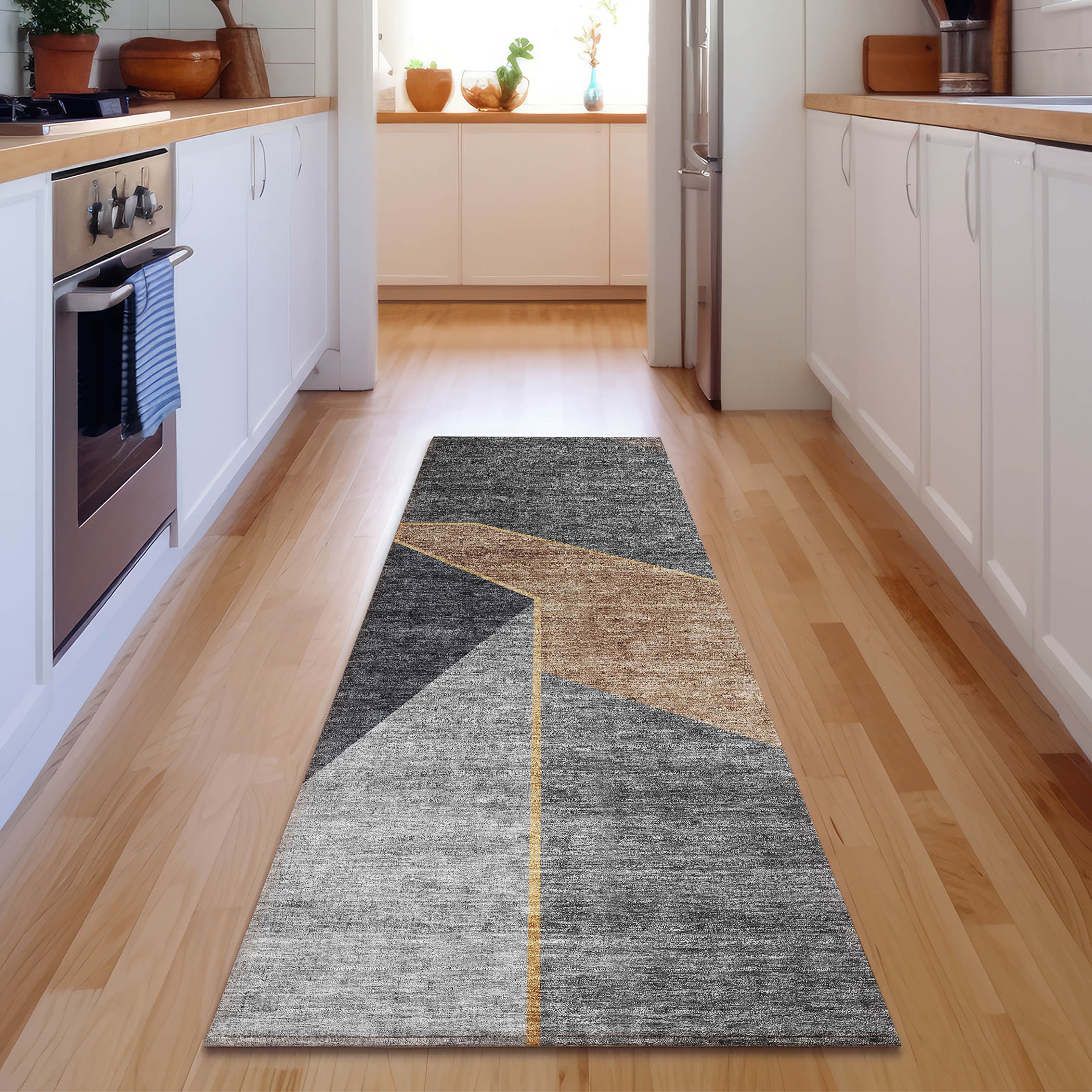 Addison Rugs AMF648CC2X8 Mayfield AMF648CC 2 x 7 (ft) Polyester Gray Rectangular Indoor Geometric Machine washable Runner rug