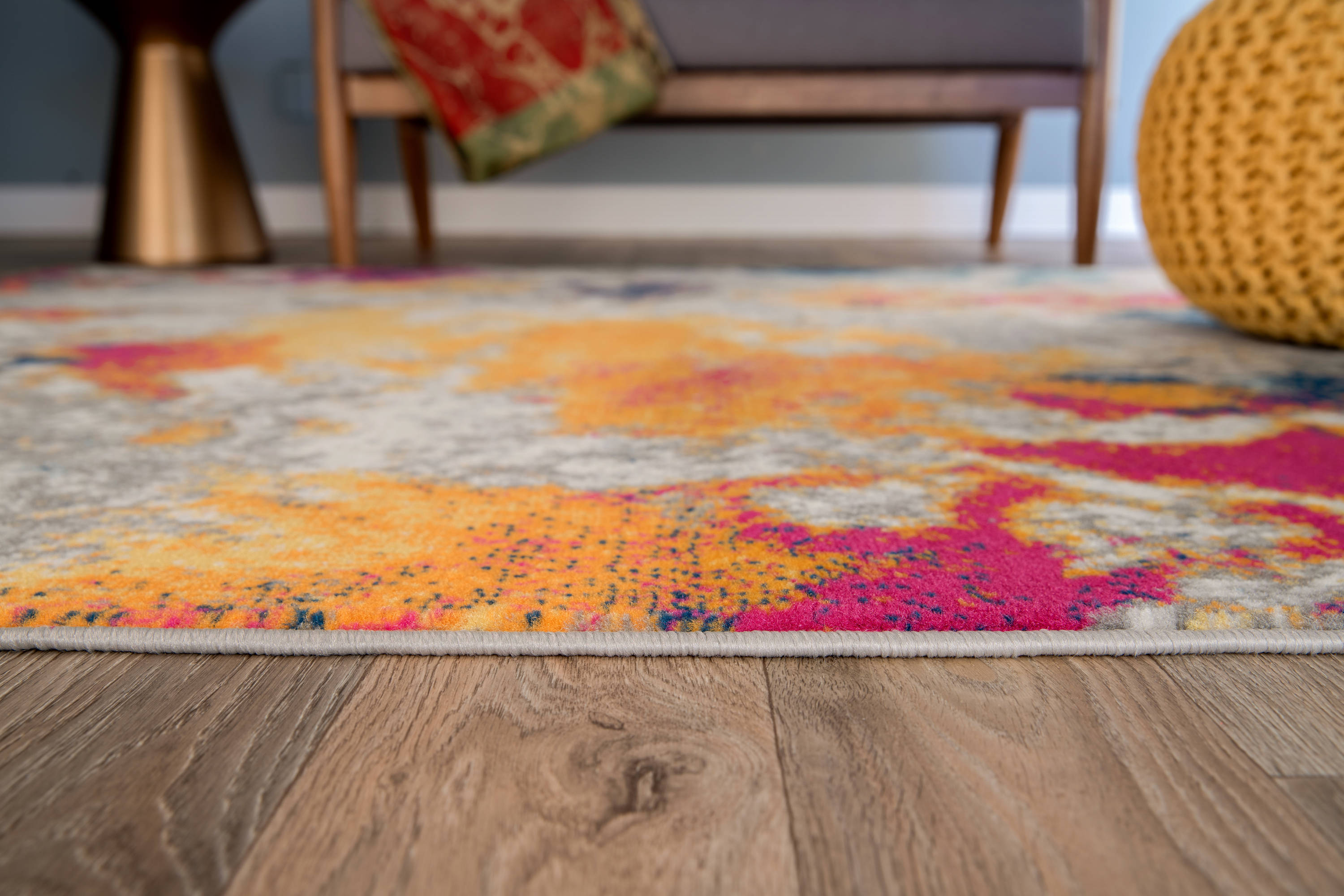 Abstract Multicolor Oval Synthetic Area Rug 6'6" x 9'