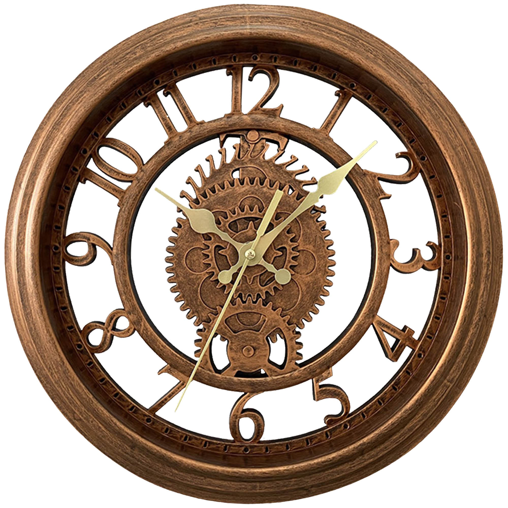 Unique Bargains Rustic Farmhouse Gear Clock with Moving Gears Wall Clock  Industrial Steampunk Unique for Home Living Room Office Decor 11 Inch Brown  in the Clocks department at Lowes.com, image size:900x900