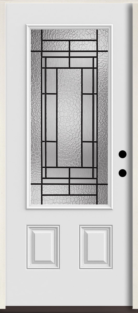 RELIABILT LO963694 Pembrook 36-in x 80-in x 4-5/8-in Fiberglass 3/4 lite Left-hand inswing Arctic White Paint Painted Prehung Front Door Insulating core