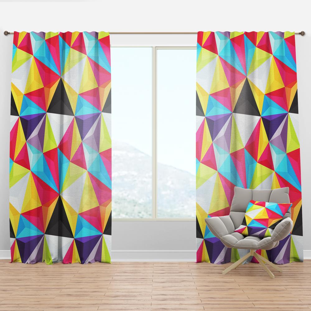 Designart CTN18579-52-90 90-in Red Geometric Room darkening Thermal lined Rod pocket Single curtain panel