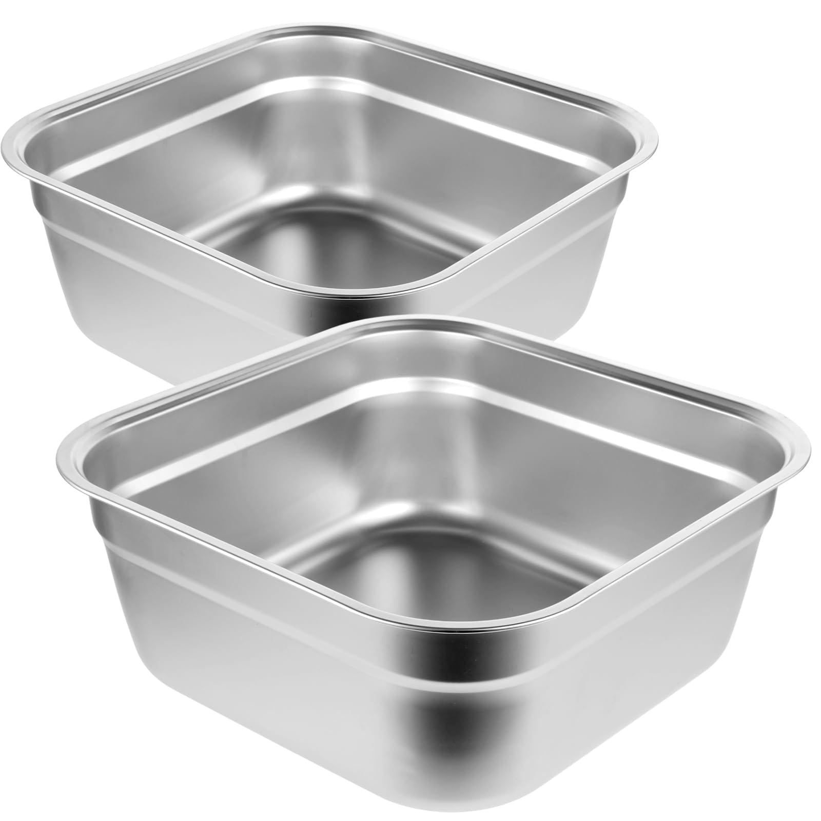 Aoibox  Stainless Steel Square Washing Basin Set with 10L Capacity for Fruits and Vegetables 12 8 In Set of 2