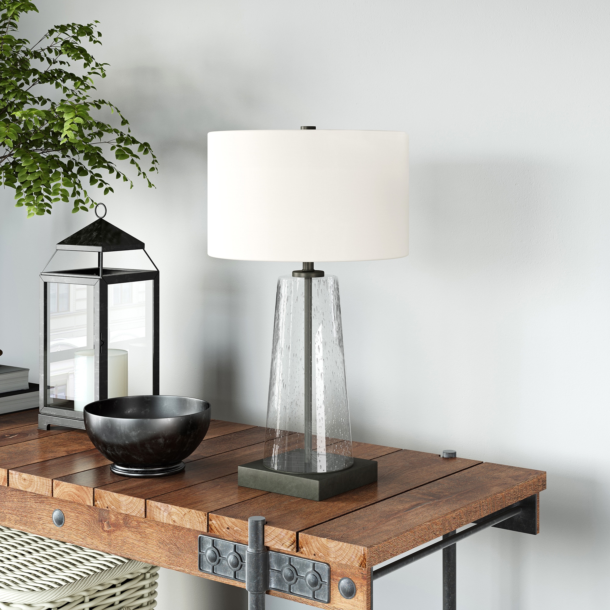 Kids' Voice-Controlled Tripod Lamp with Black Linen Shade