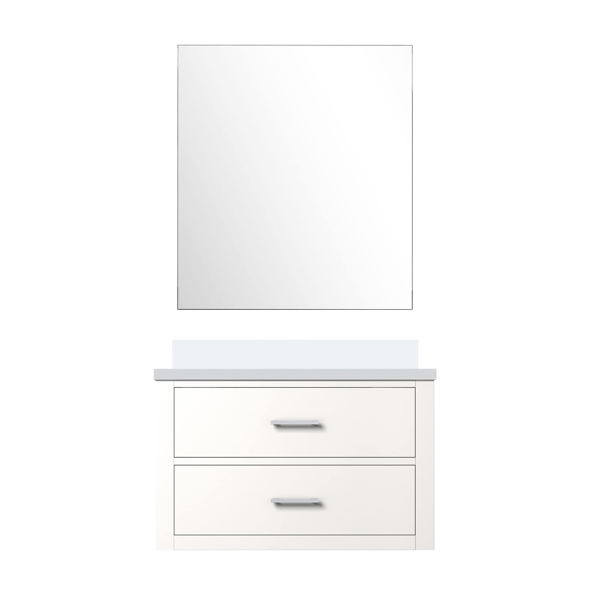 Lexora LVSO30SA210 Southold 30-in White Undermount Single Sink Floating Bathroom Vanity with White Quartz Top (Mirror Included)
