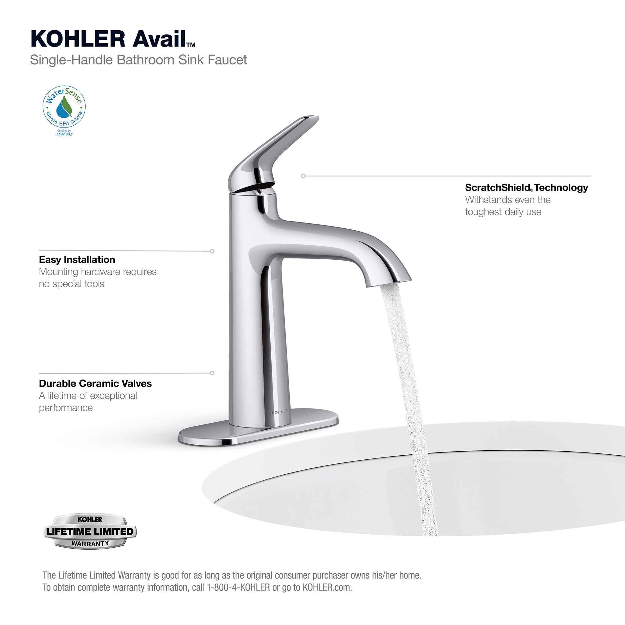 KOHLER K-R33046-4D-CP Lavatory-Faucets - View #4