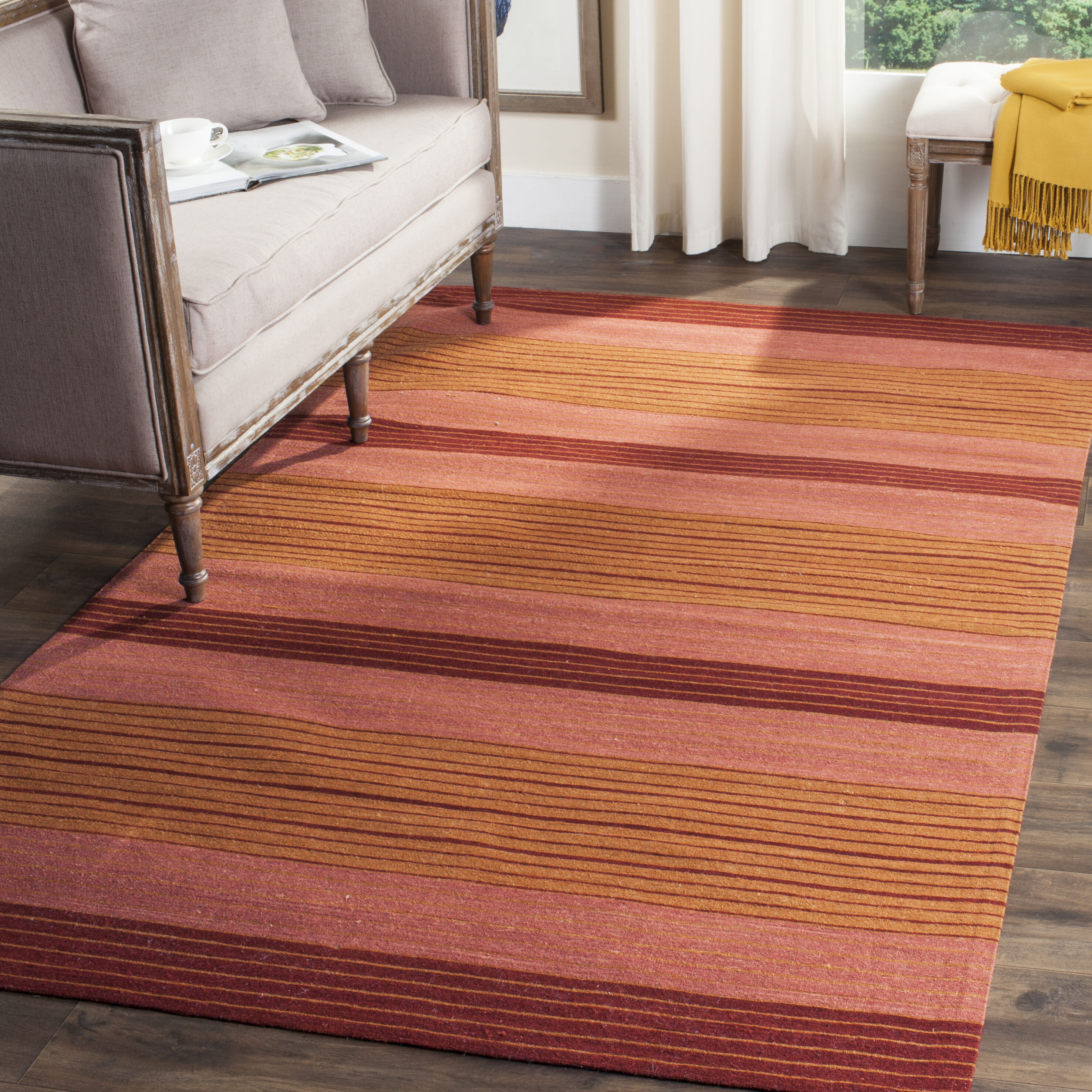 Marbella Rust Red Hand Loomed Wool 8' x 10' Area Rug