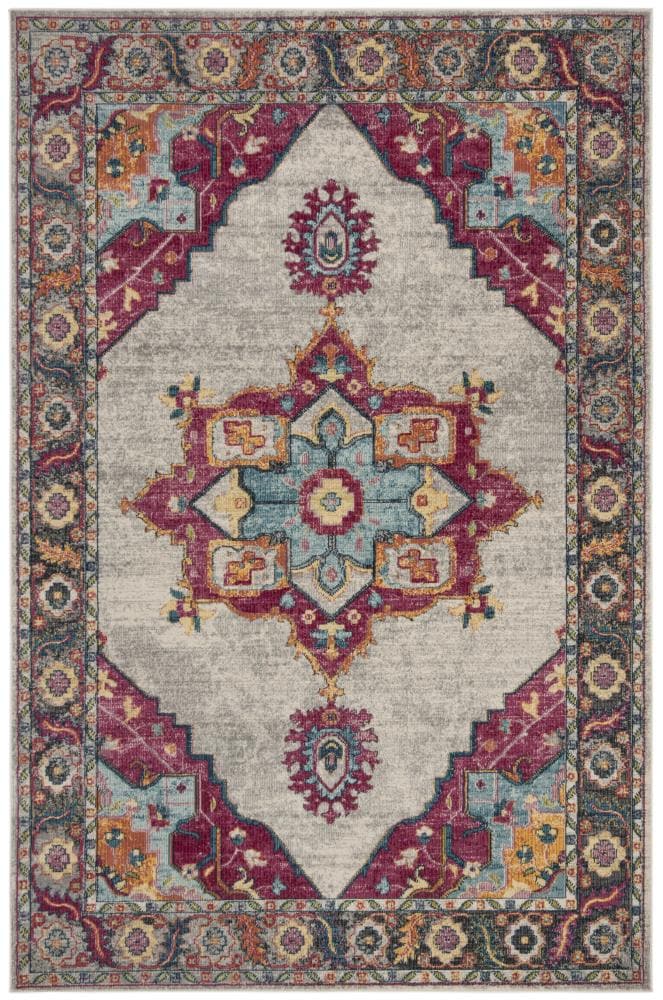 Safavieh Merlot Peri 2 x 6 Cream/Multi Indoor Floral/Botanical Oriental Runner