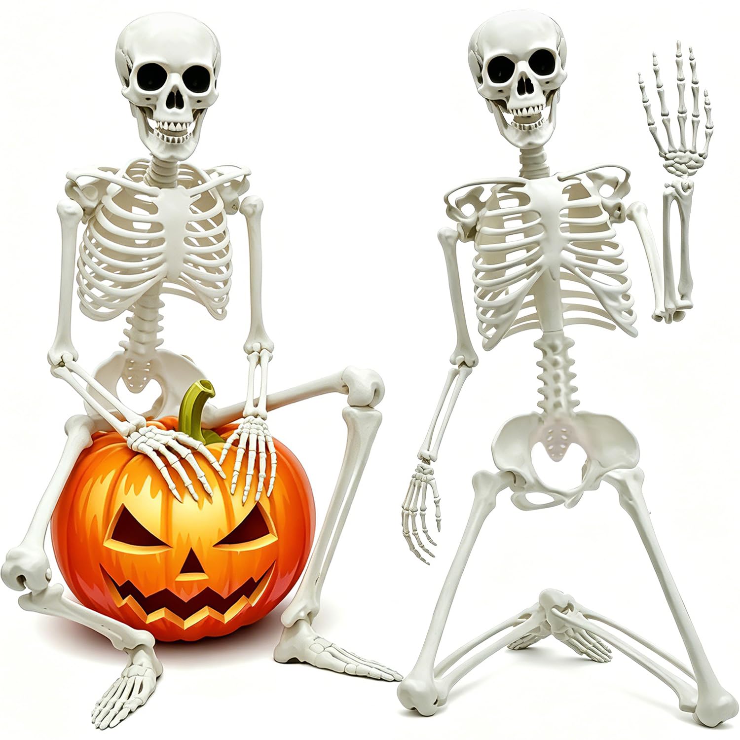 DYRCJ  3FT Skeleton Halloween Decoration Full Body Posable Skeleton with Movable Joints and Black Crow for Indoor Outdoor Haunted House Prop