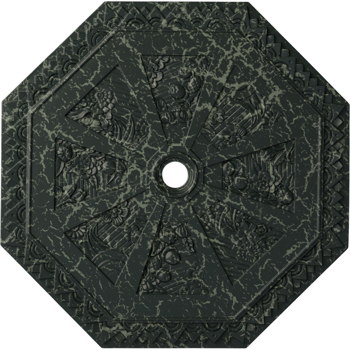 Ekena Millwork CM30SPPTC Spring Octagonal 29.125-in W x 29.125-in L Painted Turtle Crackle Polyurethane Whole Ceiling Medallion