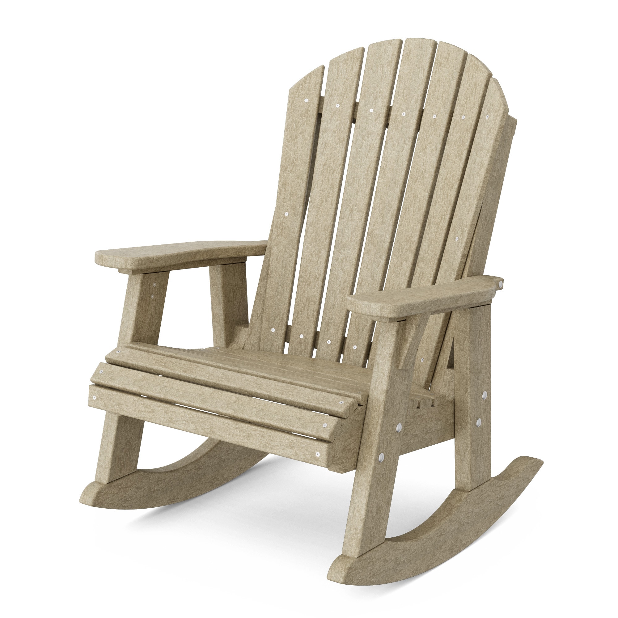 Wildridge LCC-115-WW Heritage Adirondack Weathered Wood HDPE Frame Rocking Chair with Slat Seat