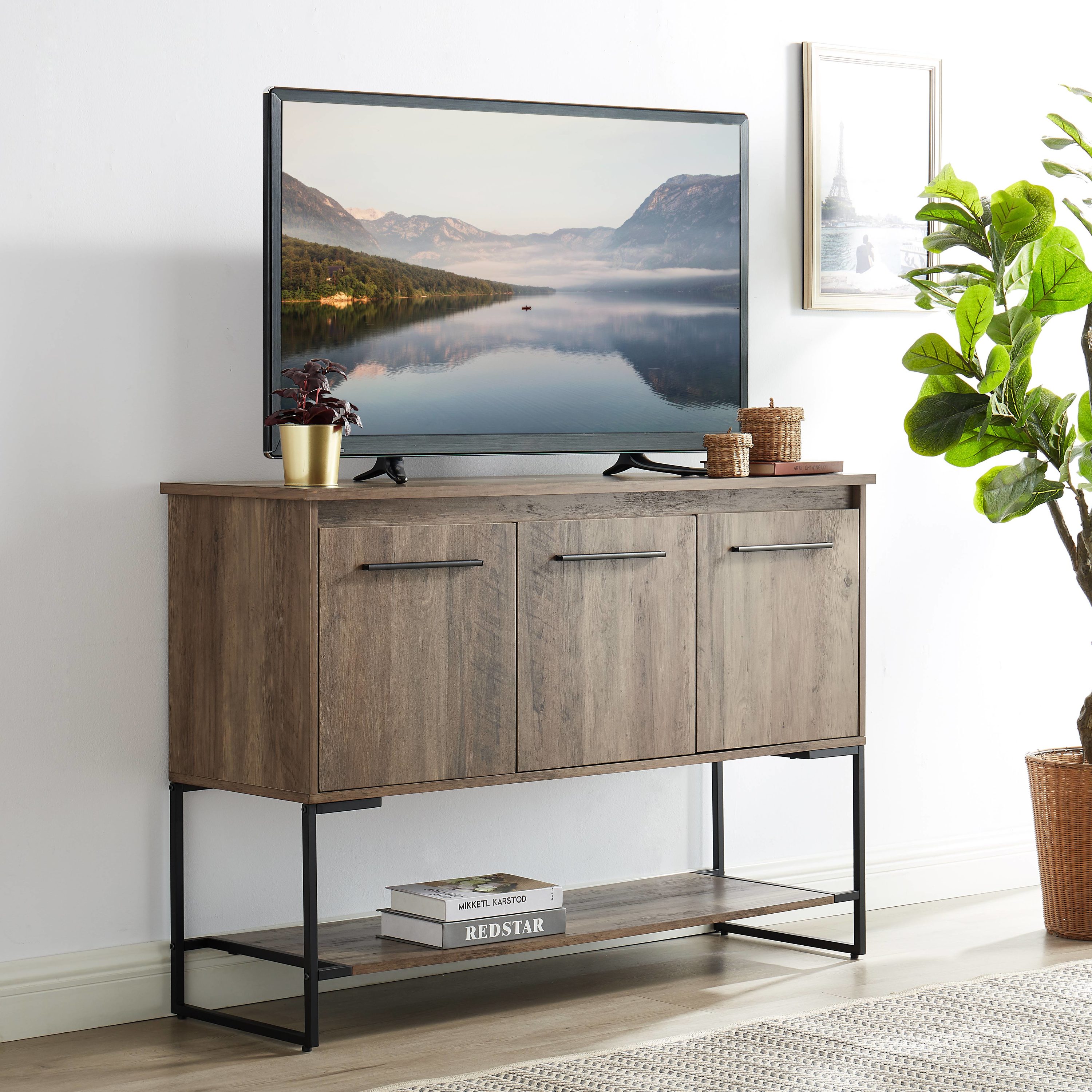 Home Source Industries H-5590-RTV-LW Modern/Contemporary Reclaimed Barnwood Tv Stand (Accommodates TVs up to 40-in)