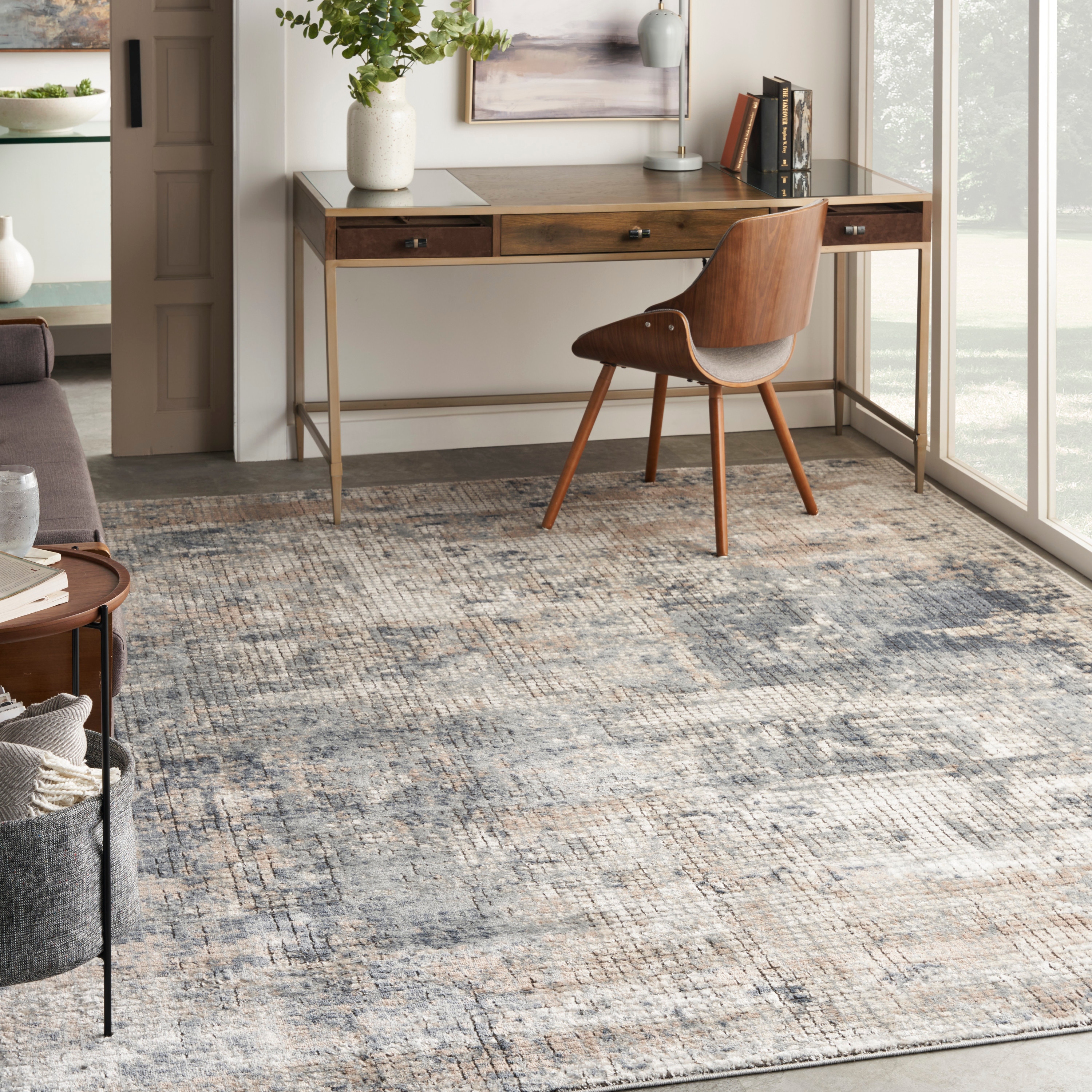 Nourison Concerto 8 x 10 Blue/Beige Indoor Abstract Area Rug in the ...