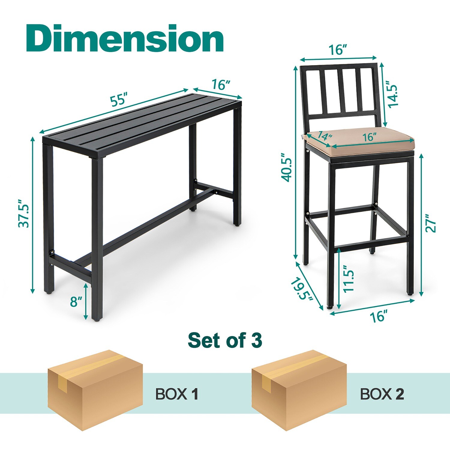 Costway CSHY003428 Patio-Dining-Sets - View #3
