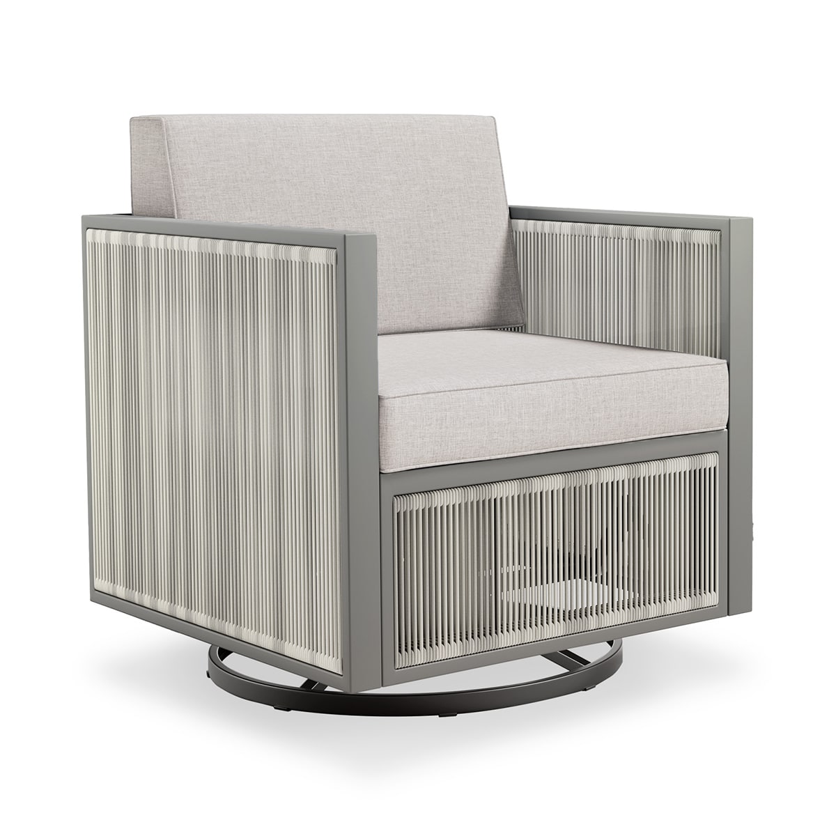 Rilyson FSFHGW20-8A Square-F Wicker Light Beige Wicker Frame Swivel glider Conversation Chair with Light gray Light Gray Cushioned Seat