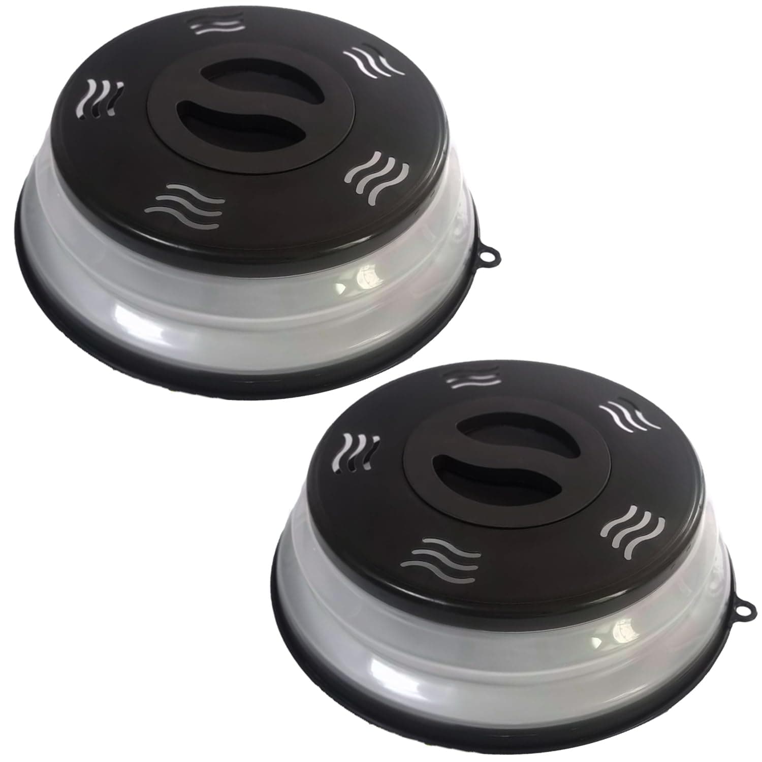 Aoibox  2 Pack Black BPA Free Vented Foldable Microwave Splatter Cover with Hook Hole 10 6 in Dishwasher Safe