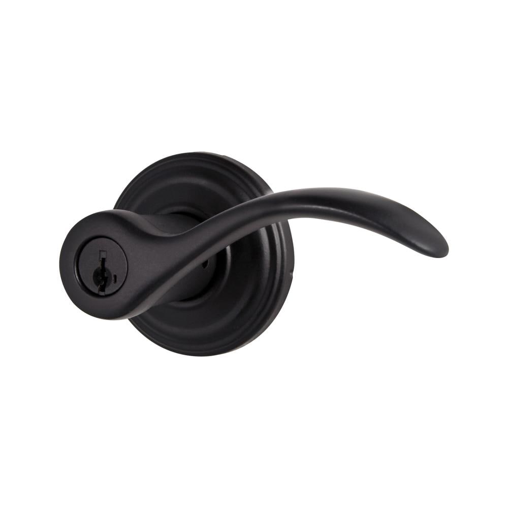 Kwikset Signature Pembroke Matte Black Universal Exterior Keyed Entry Door Handle With Smartkey 9971