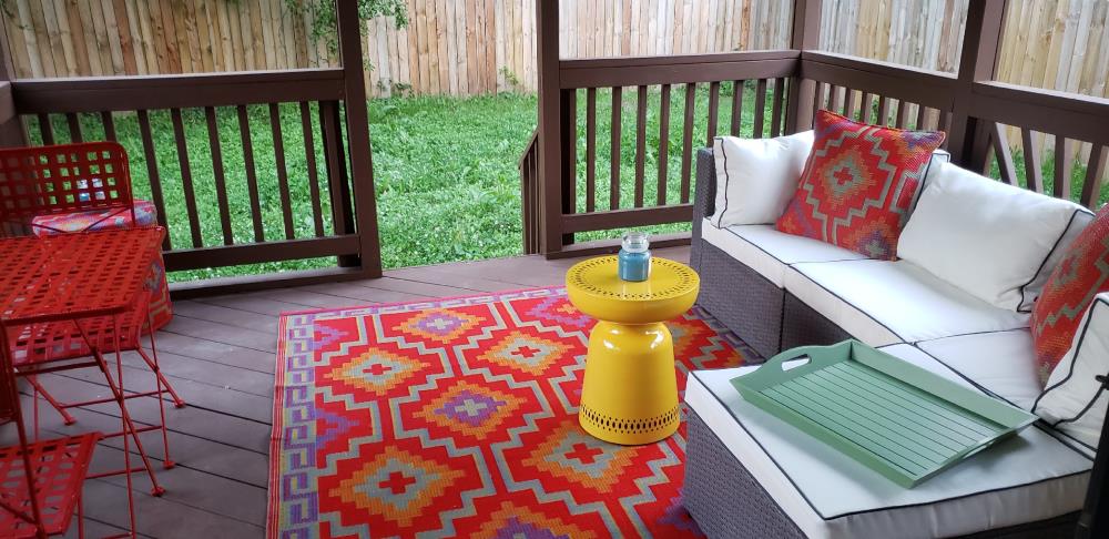 Fab Habitat World Lhasa Geometric Reversible Indoor Outdoor Rug, Orange