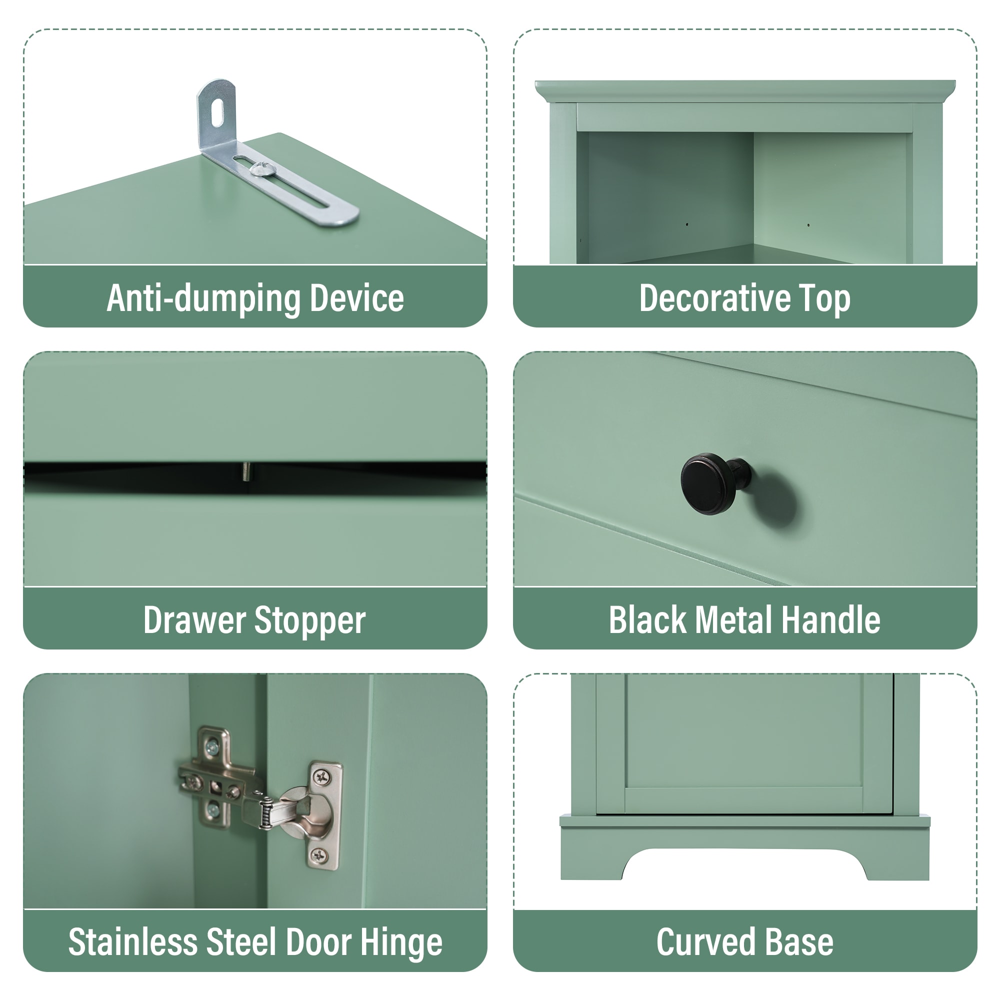 Hrinhom BA07-GREEN Linen-Cabinets - View #5