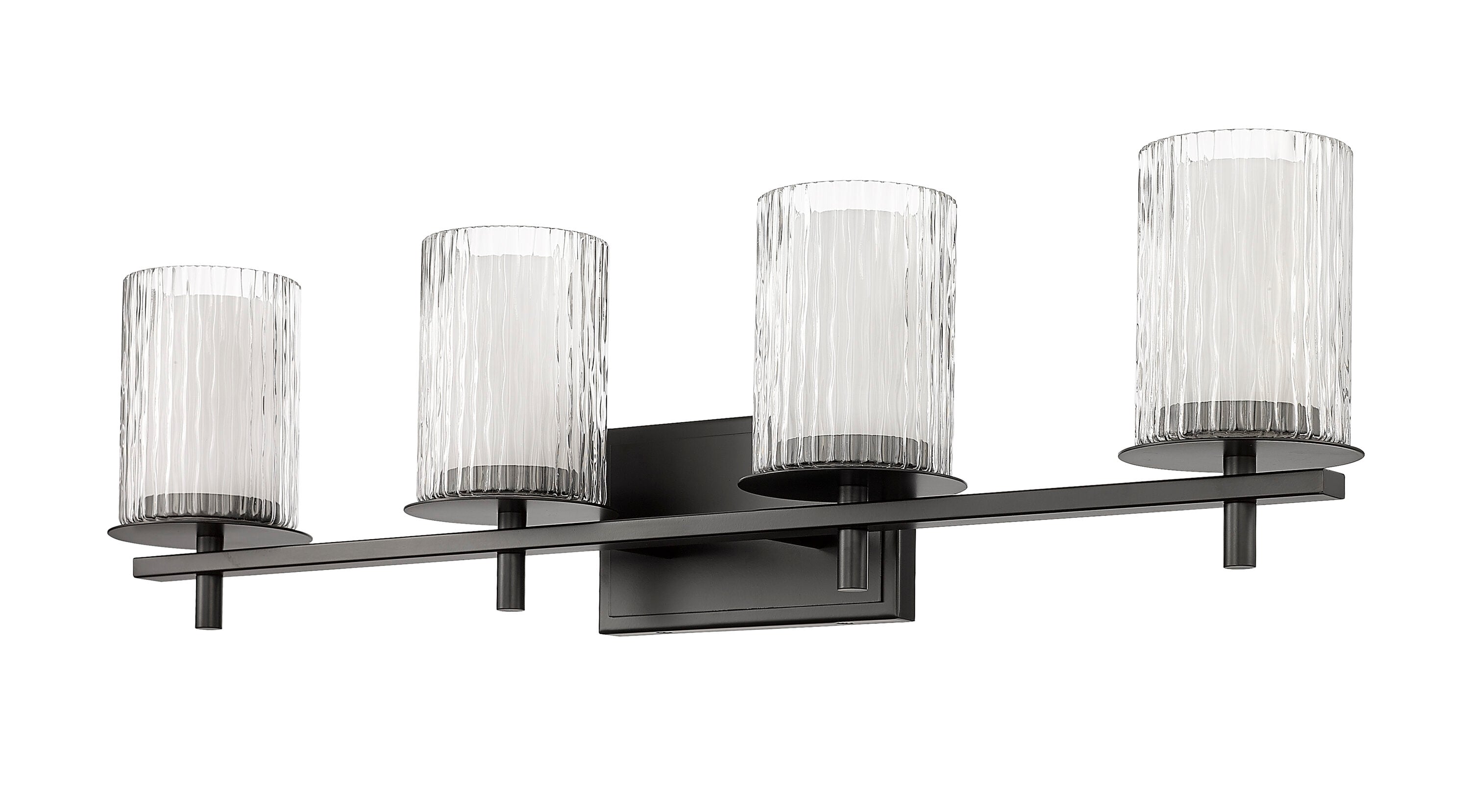 Matte Black 31" Cylinder Glass 4-Light Vanity Fixture