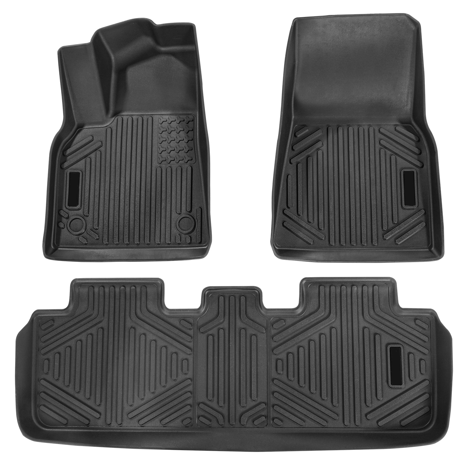 VEVOR Automotive Floor Mats  Fits for Tesla Model Y 2021-2024  3 pcs Front and 2nd Row Liners  All Weather Custom Fit TPE Vehicle Floor Mats  Easy to Clean and Secure Floor Liners for SUV  Black