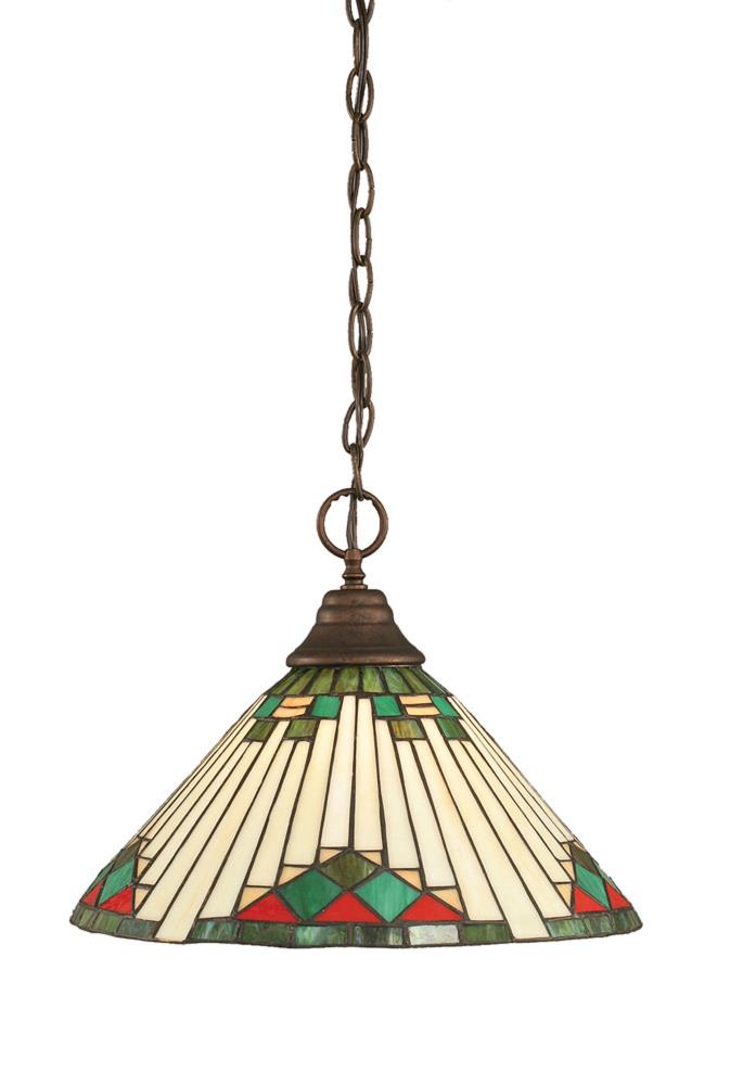 Divina Bronze Traditional Stained Glass Bowl Hanging Pendant Light at ...