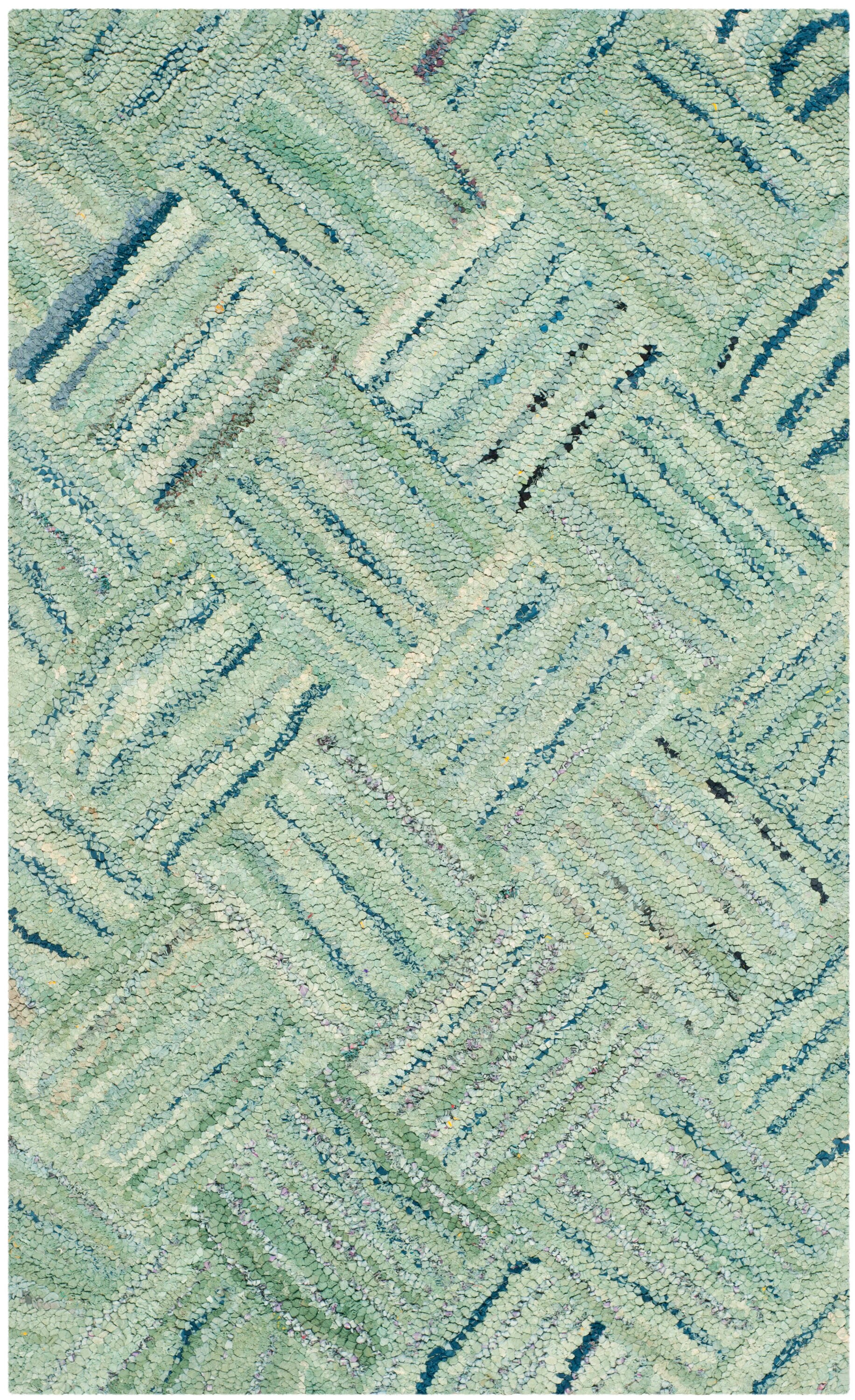 Handmade Nantucket Cotton Accent Rug 2' x 3' - Green & Multi