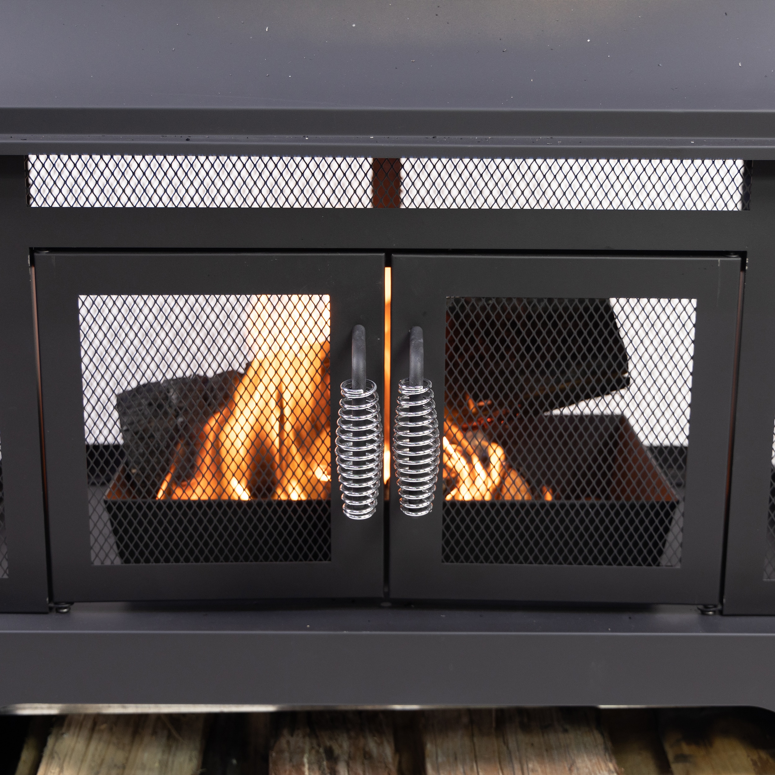 Deko Living 69.29-in W Black Steel Wood-Burning Fire Pit