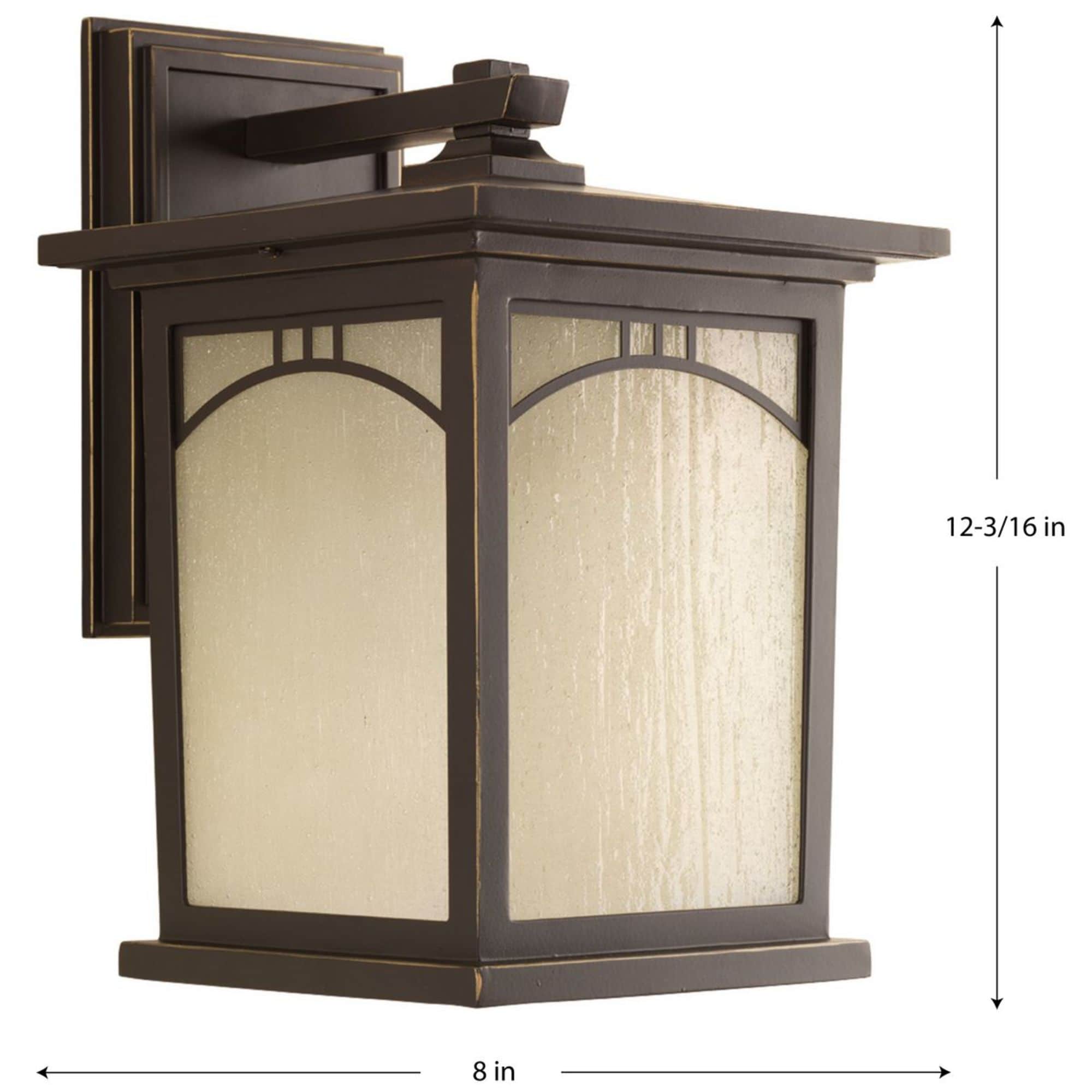 Antique Bronze 12" Outdoor Wall Lantern with Textured Glass