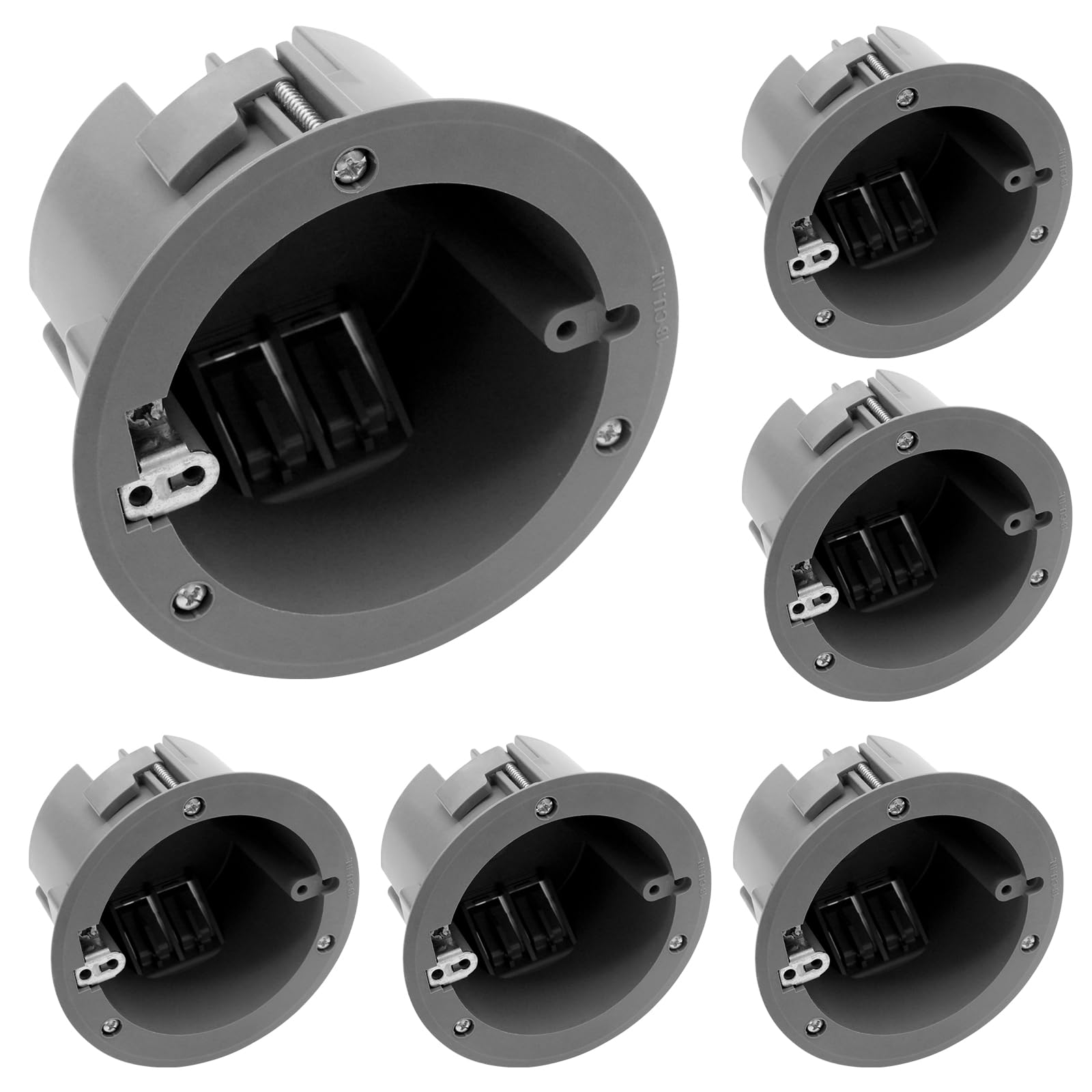 Etokfoks  6 Pack 1 Gang Old Work Round Electrical Junction Box PVC Ceiling Outlet Box ETL Fire Rated 2 Hours Blue