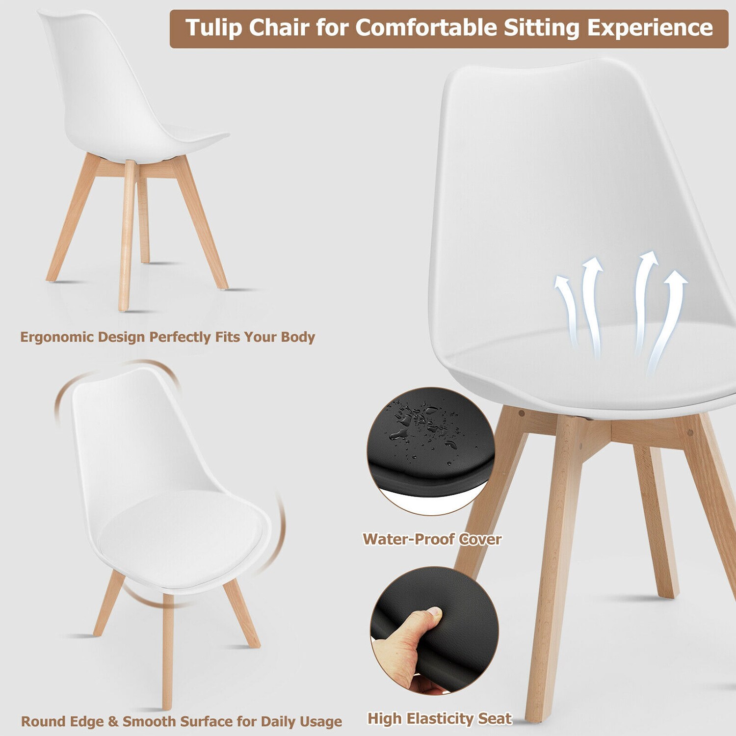 WELLFOR HW-HWY1-66470WH-4 Dining-Chairs - View #3