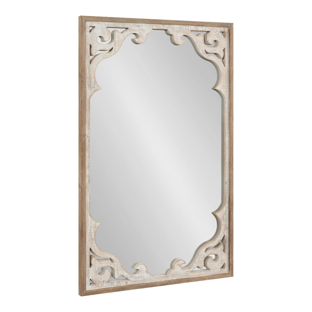 Kate and Laurel 222925 Shovali 22.00-in W x 34.00-in H Rectangle Rustic Brown/White Framed Wall Mirror