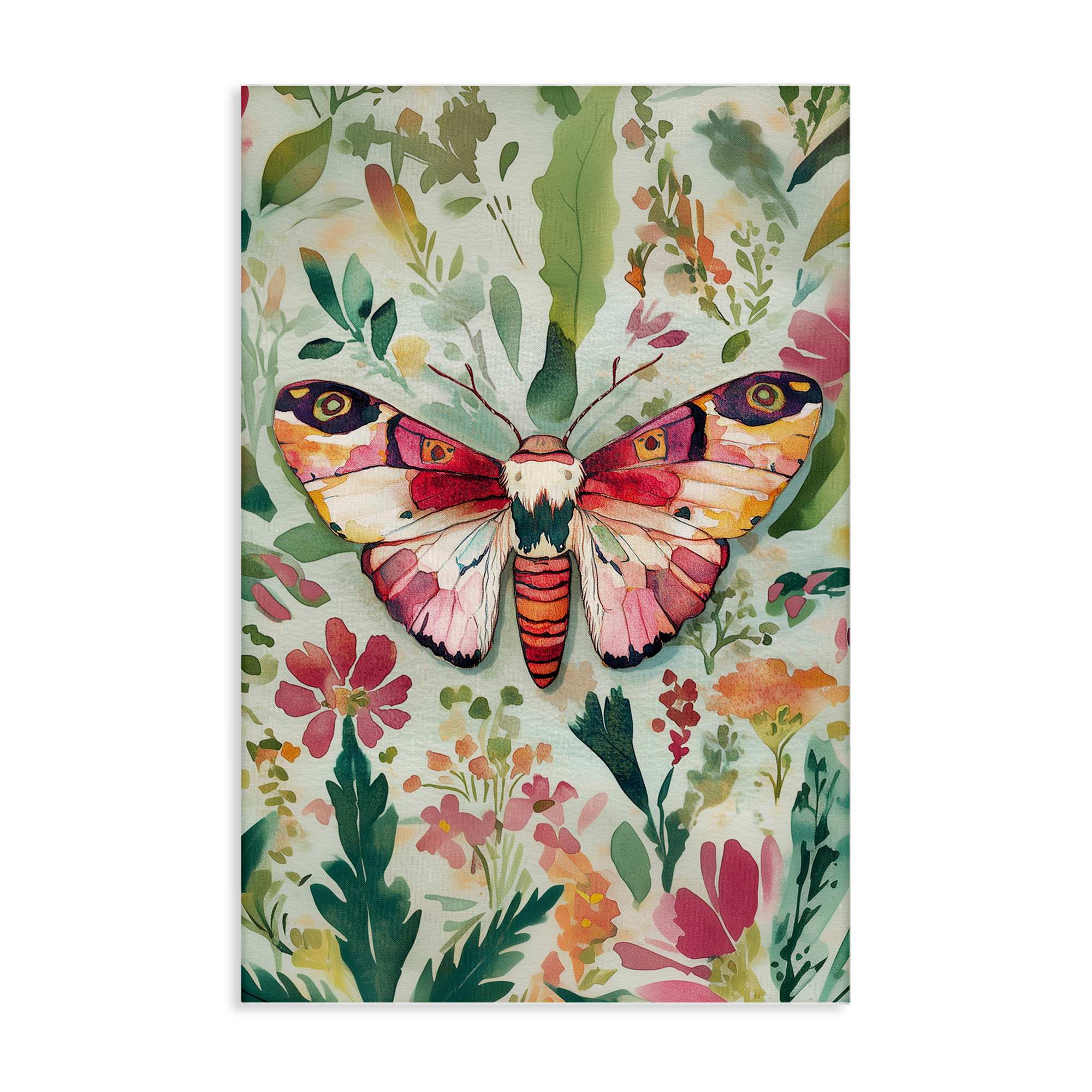 Stupell Industries BT-873-CN-24X36 Butterfly over Abstract Flowers Canvas Wall Art By The Dutch Lady 24 x 36