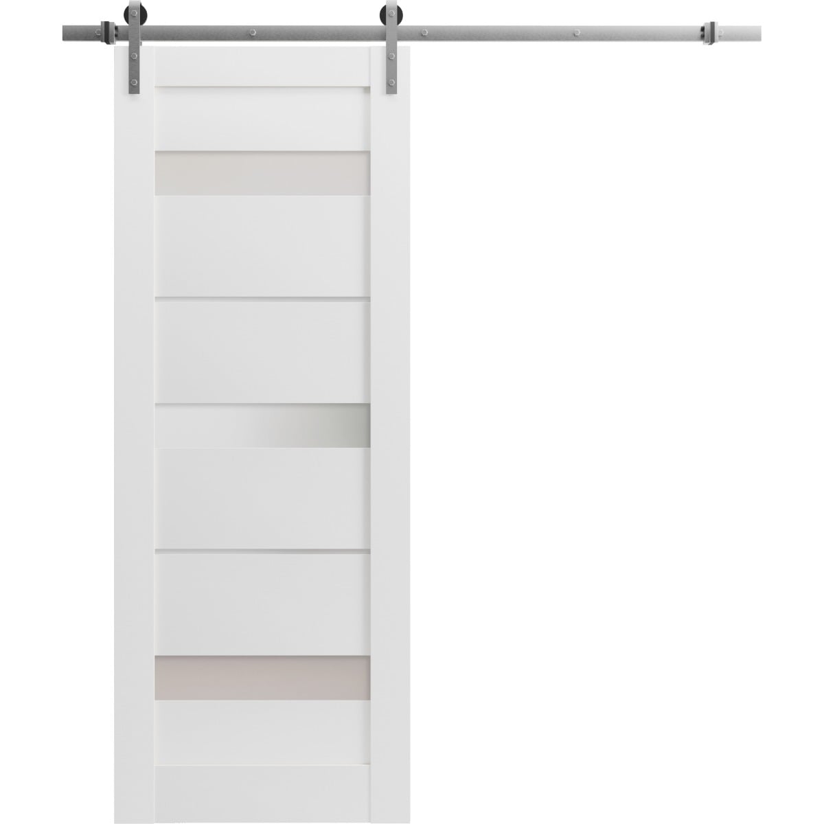SARTODOORS Sliding Barn Door with 6.6ft Hardware Quadro 4055 White Silk ...
