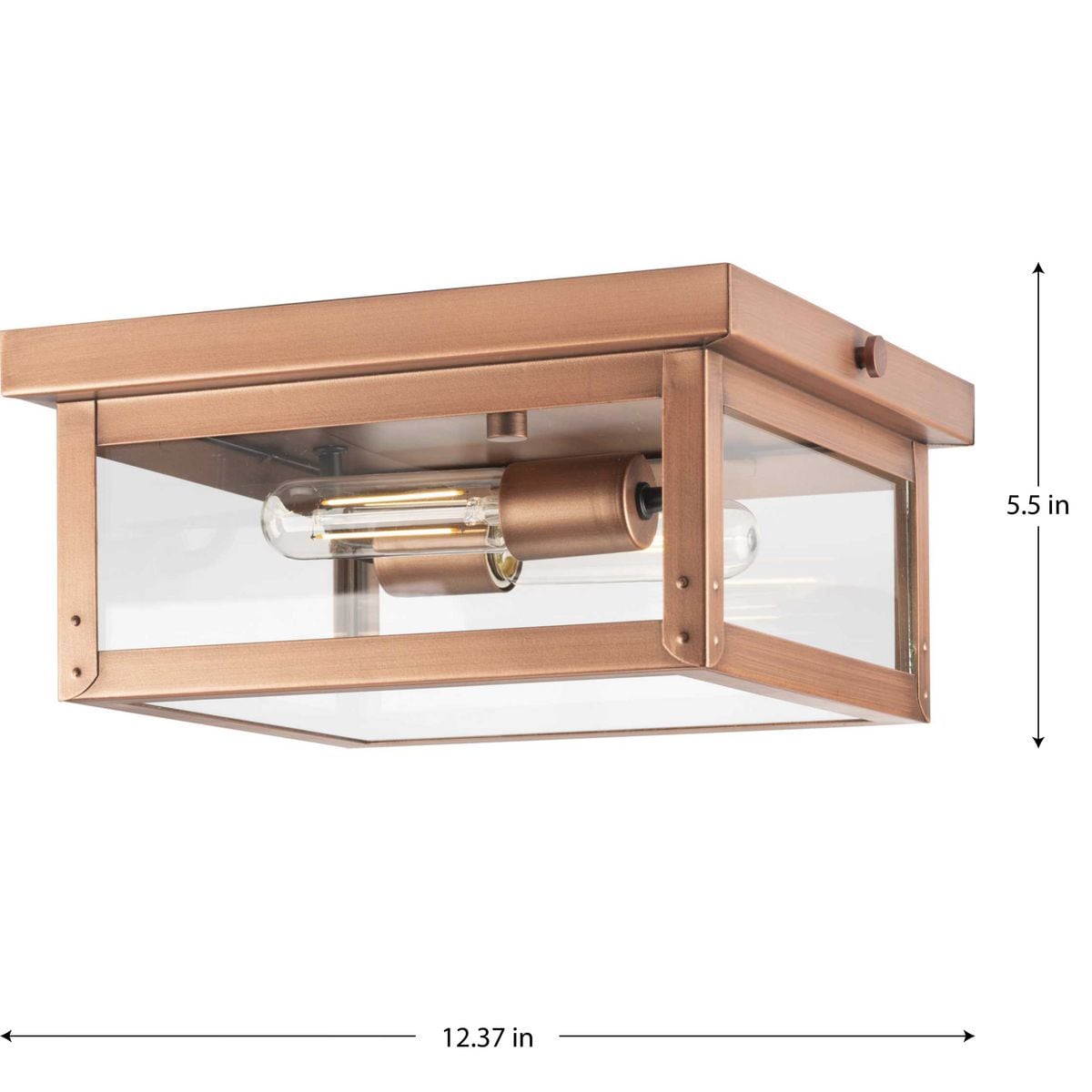 Union Square Antique Copper Glass Outdoor Ceiling Light