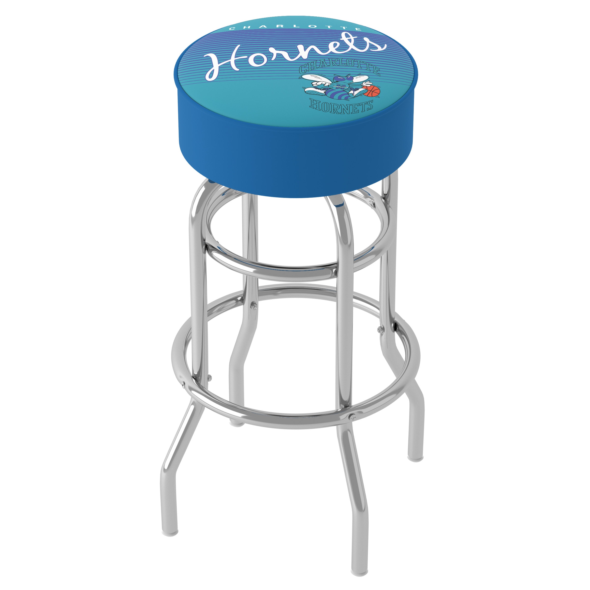 Trademark Gameroom NBA1000HC-CH-TWN Charlotte Hornets Charlotte Hornets 31.0-Inches H Bar height Round seat Upholstered Swivel Metal Bar Stool