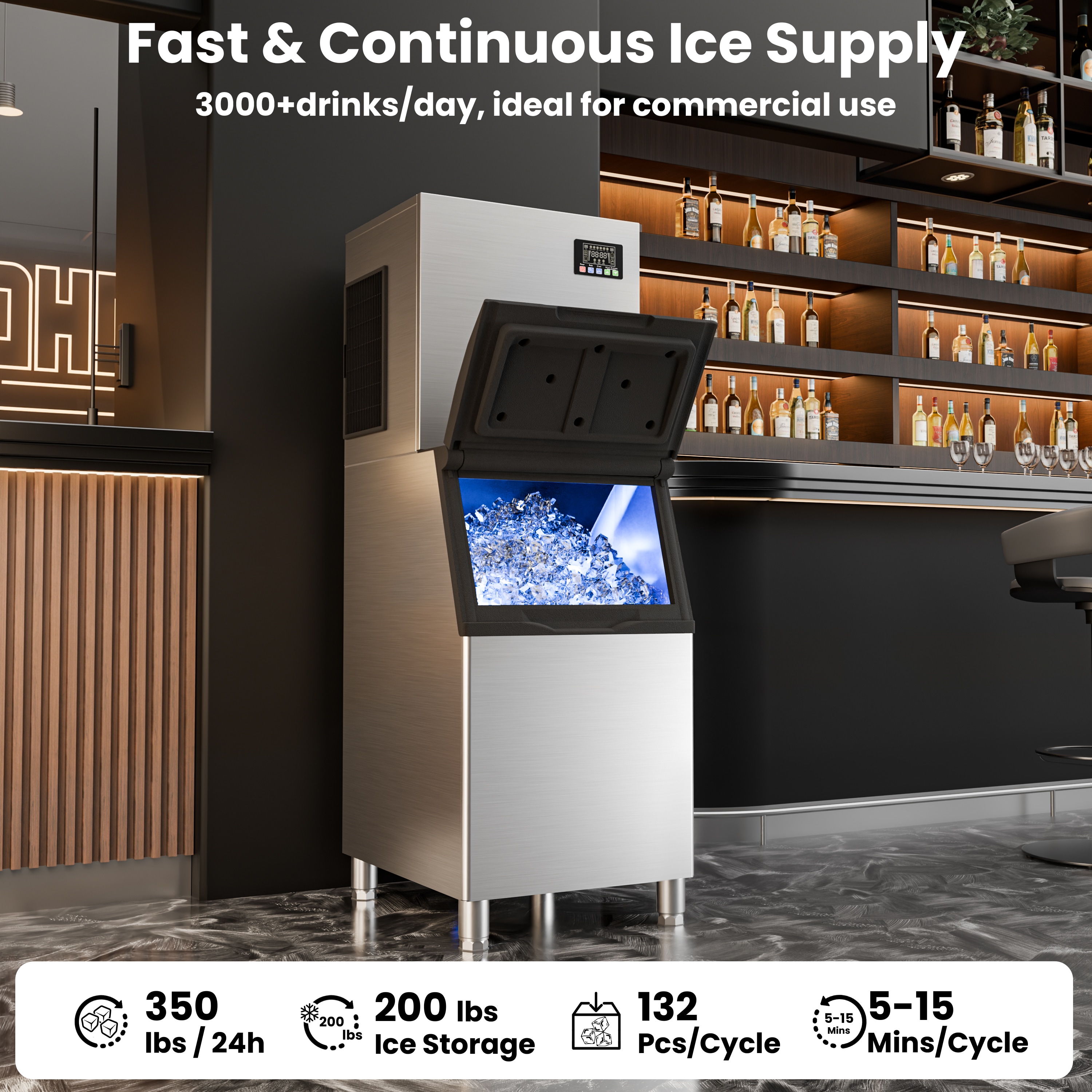 IUDommy 350-lb Ice Per day Freestanding or Undercounter/Built-in Cubed ...