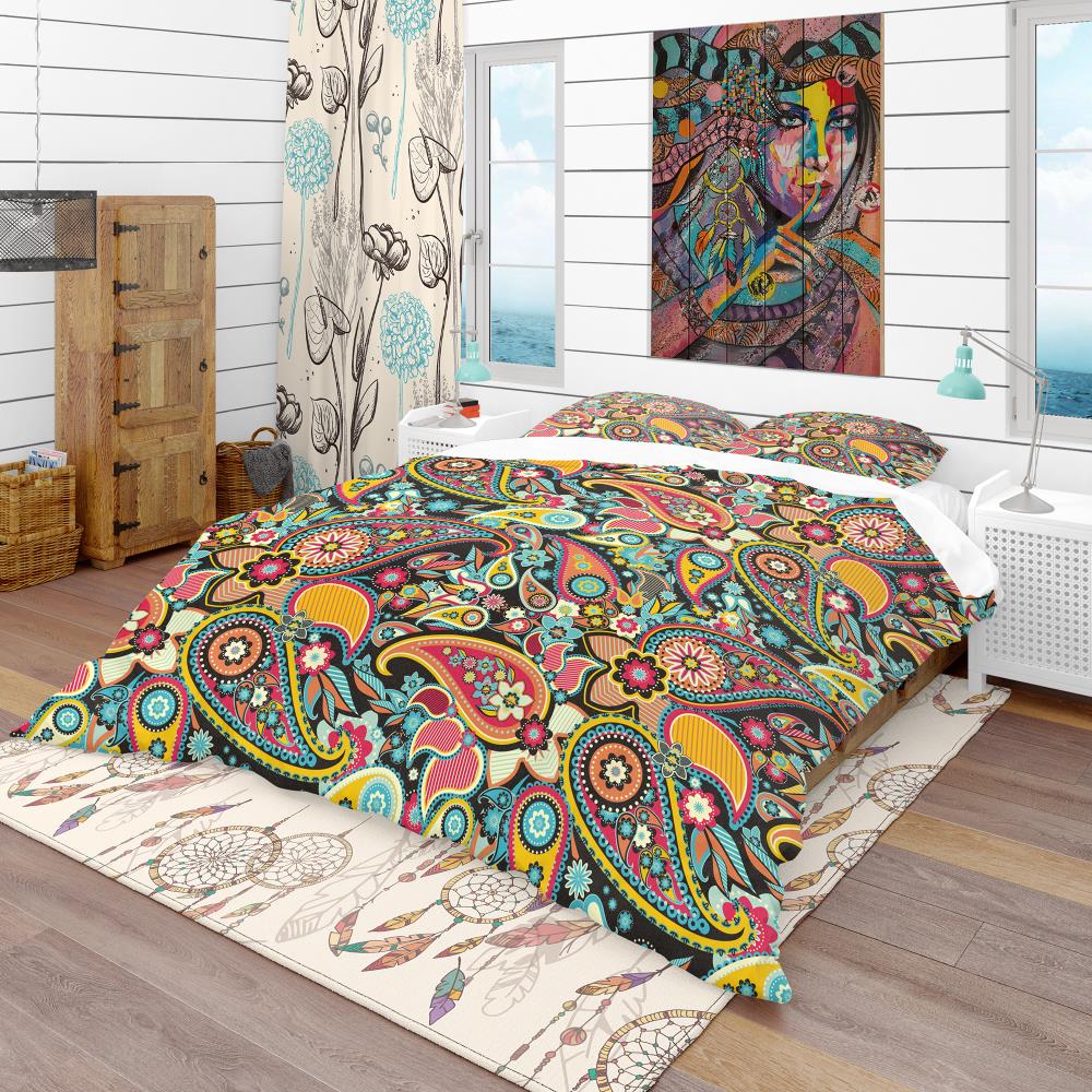Designart BED18736-Q 3 -Piece Black Queen Duvet cover Set