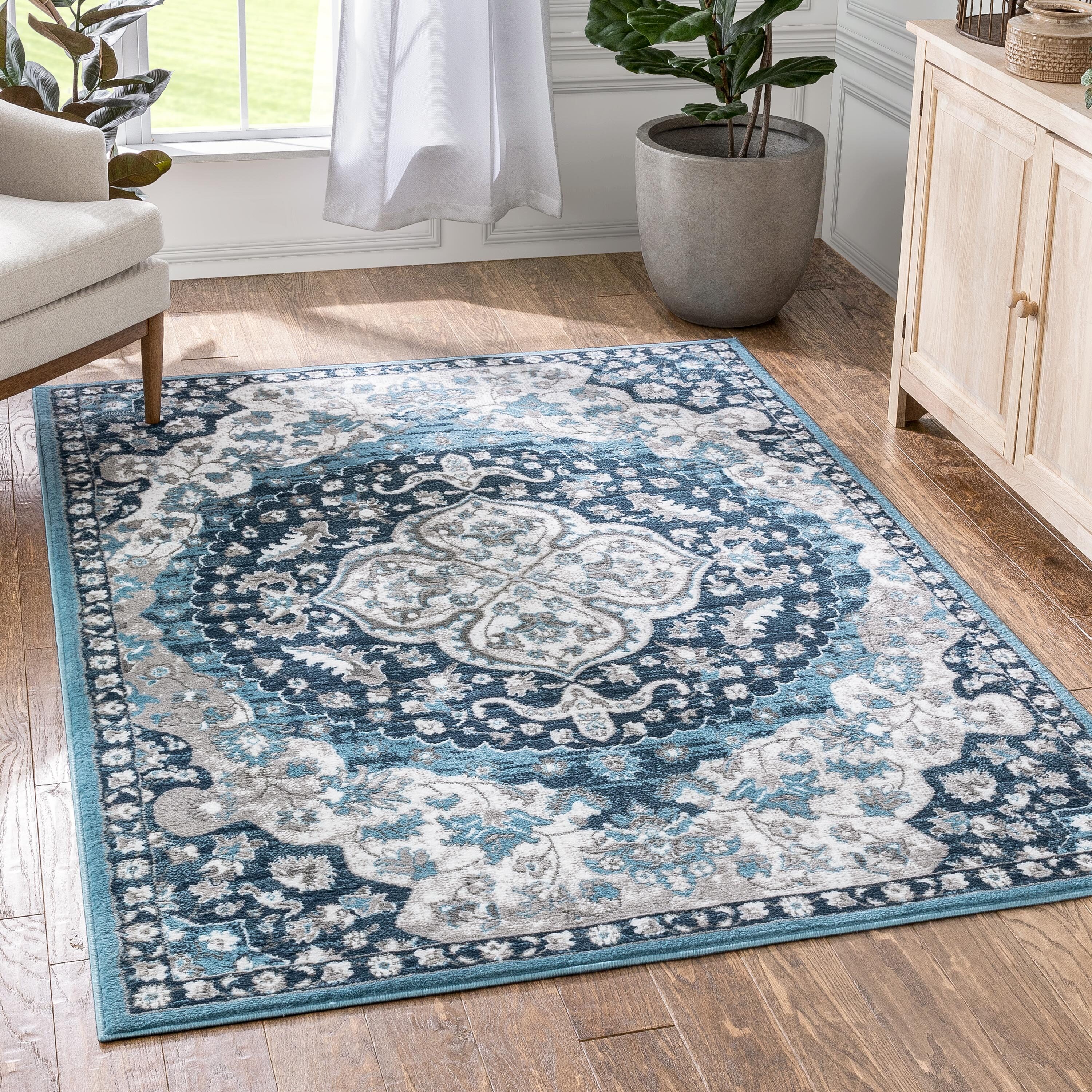 Well Woven DU-84-8 Dulcet 9 x 13 (ft) Loomed Polypropylene Blue Rectangular Indoor Medallion Persian Area rug