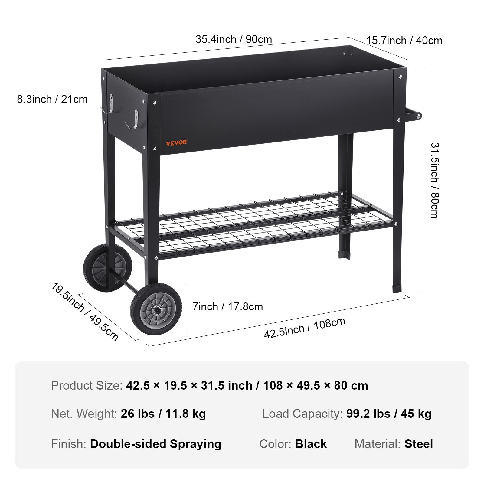 VEVOR 15.7-in W x 35.4-in L x 31.5-in H Thickness: 0.8 Mm Raised Garden Bed  in the Raised Garden Beds department at