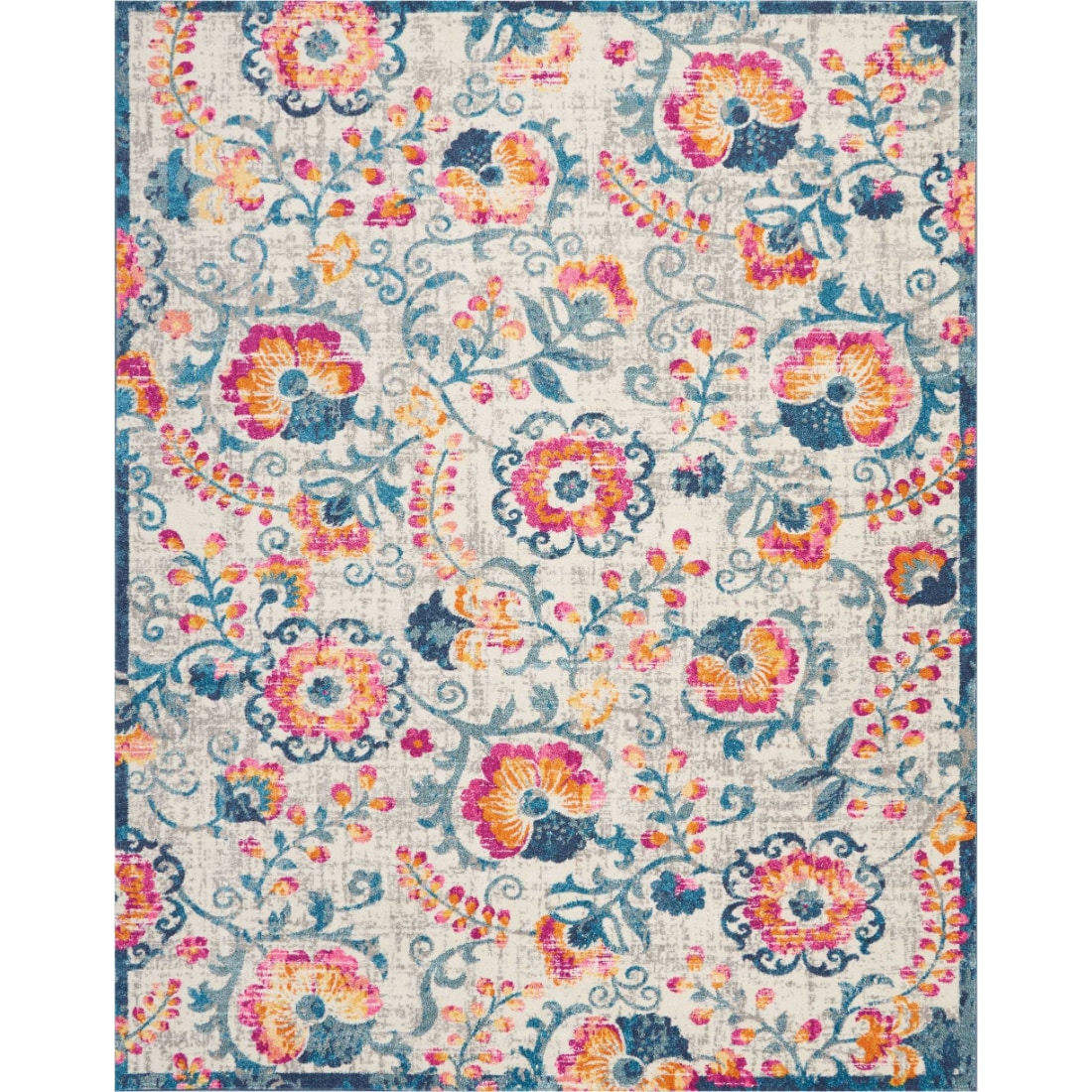 HomeRoots 4000385490 8 x 10 (ft) Polypropylene Ivory Rectangular Indoor Floral Area rug