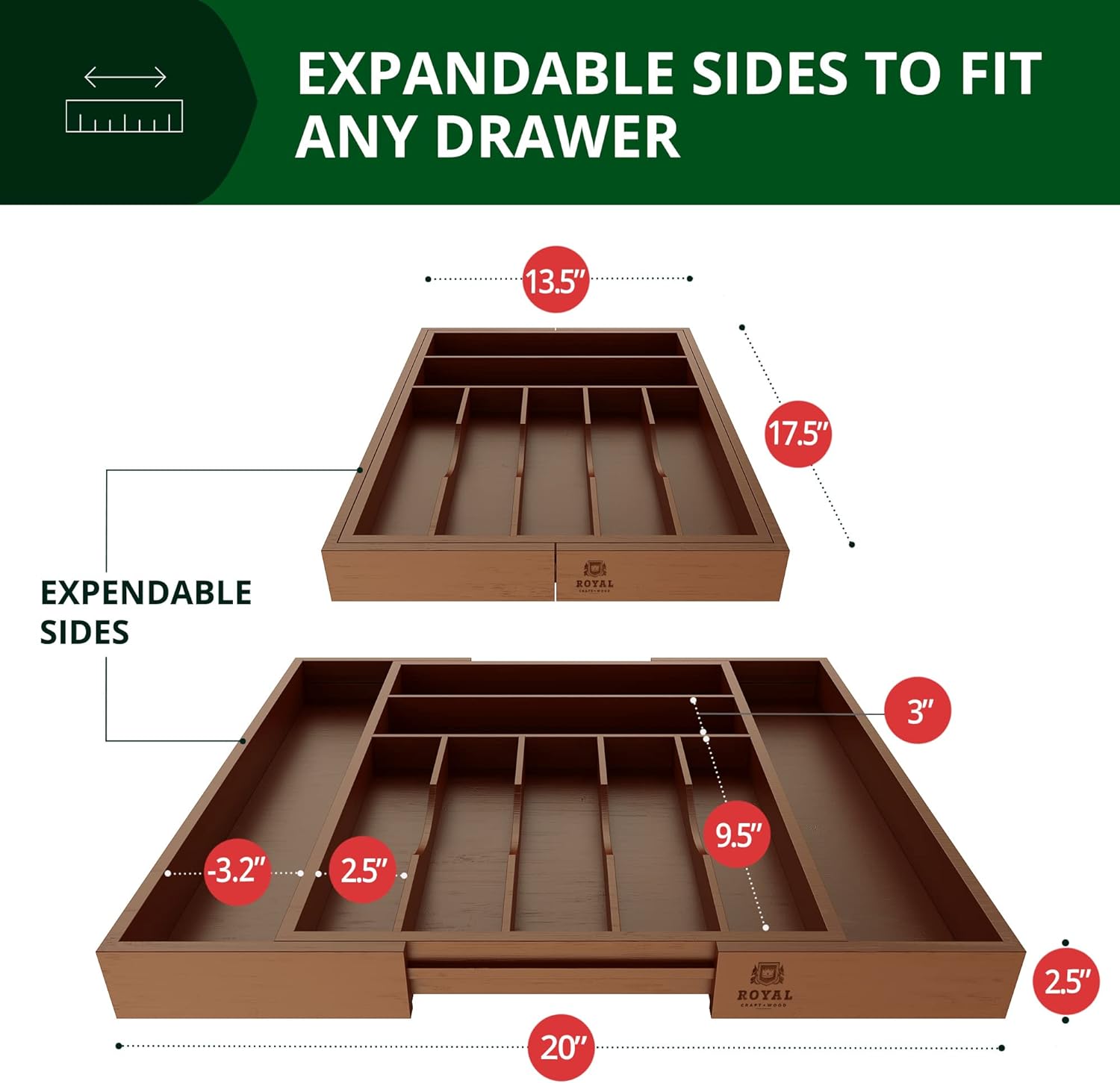 ROYAL CRAFT WOOD RCWKITDRAW-BRW Drawer-Organizers - View #2