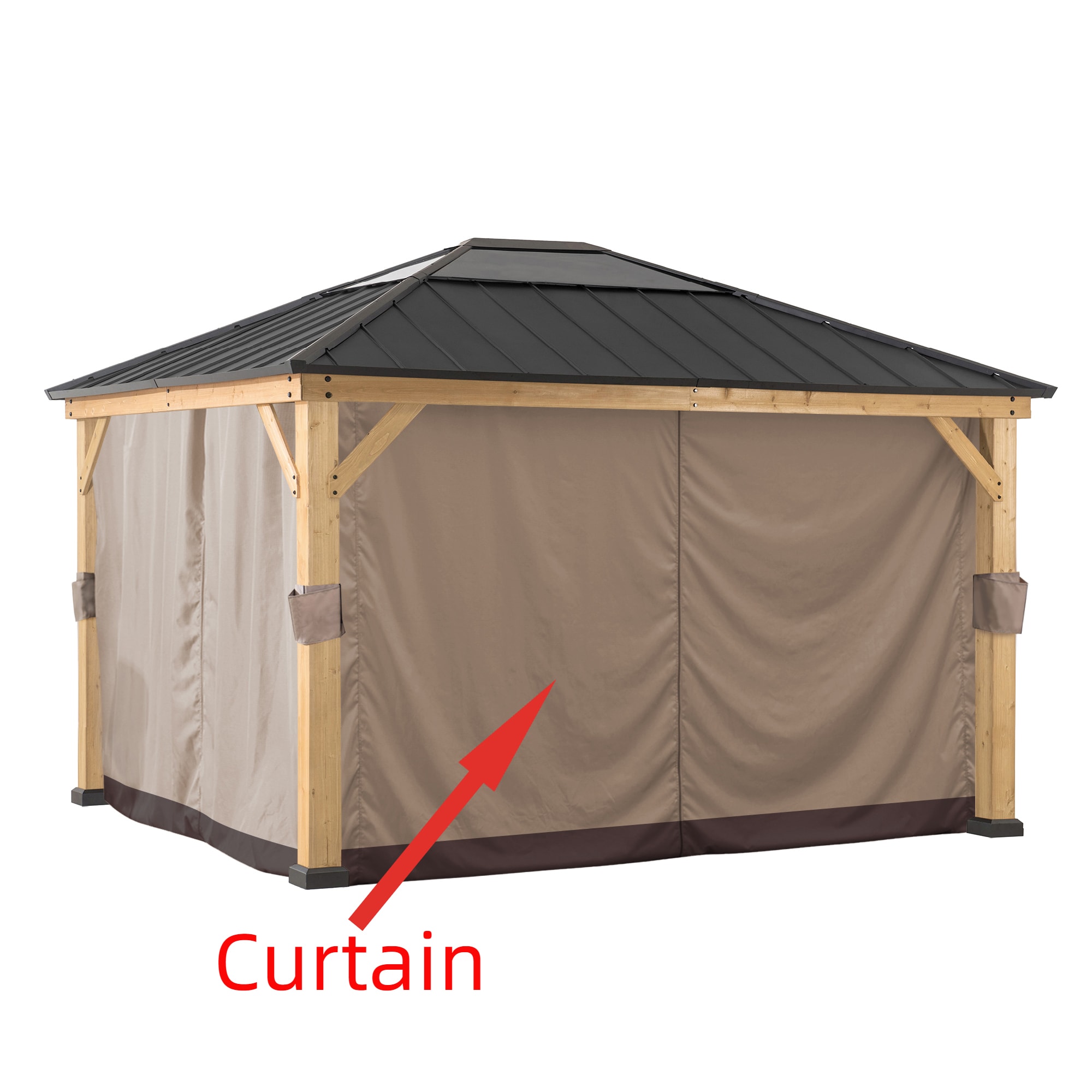 Sunjoy A111305420 11.17-ft x 7.22-ft Khaki Gazebo curtains