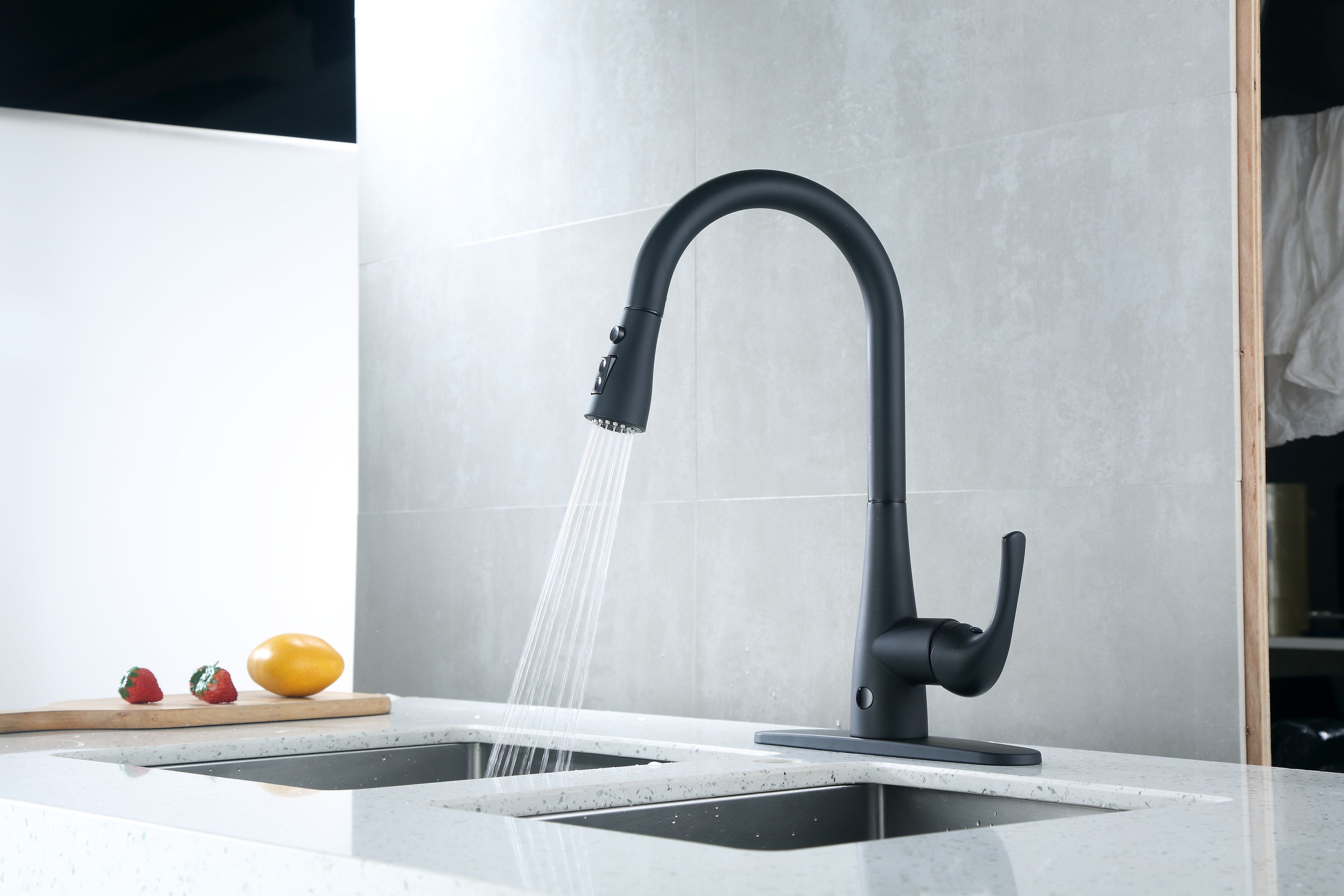 Leeds Matte Black Stainless Steel Pull-Down Kitchen Faucet