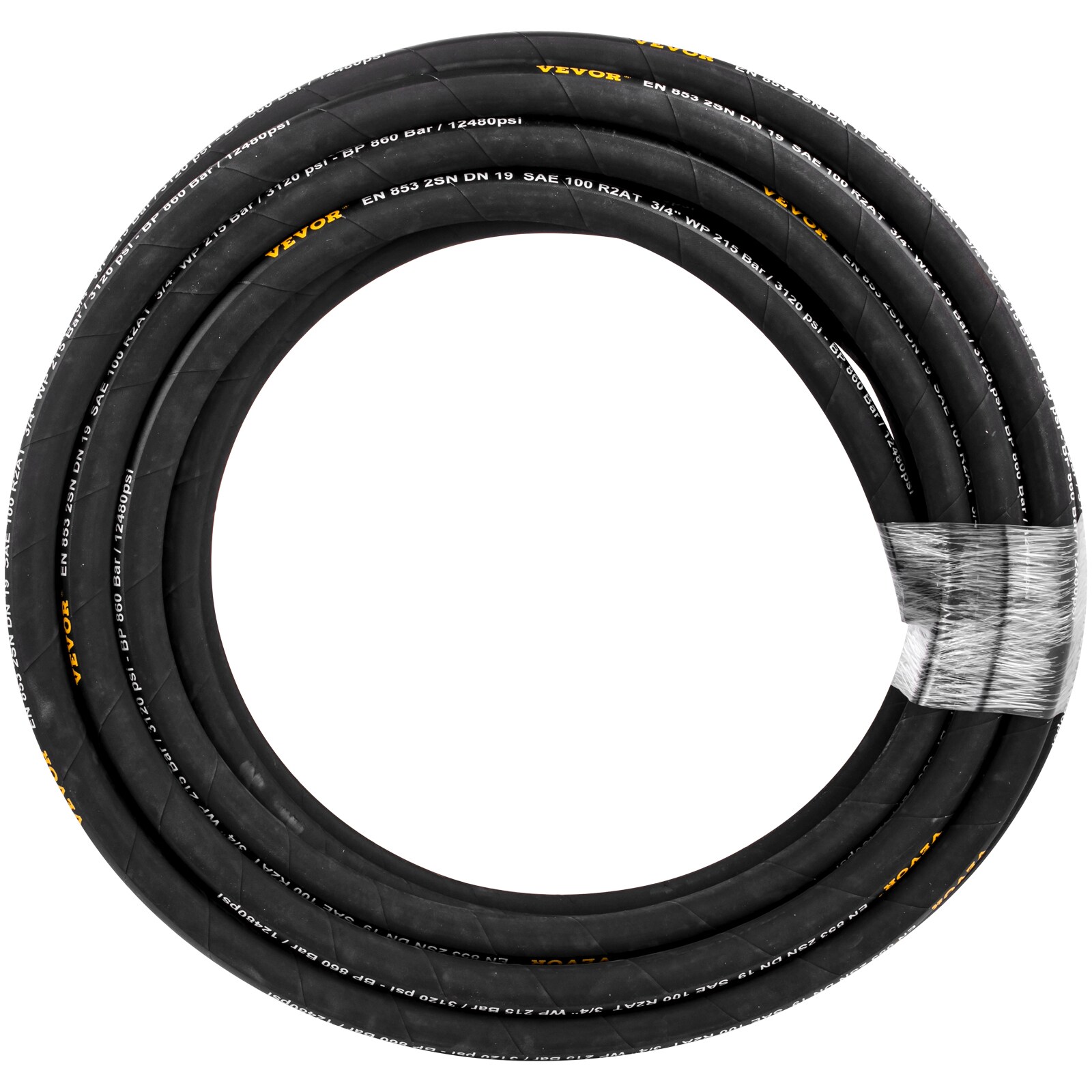 VEVOR 3/4-in ID x 50-ft Fabric/Synthetic Rubber Black Hydraulic Hose