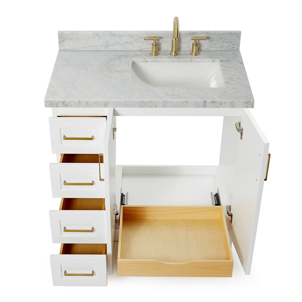 Taylor White Single Bathroom Vanity with Carrara Marble Top