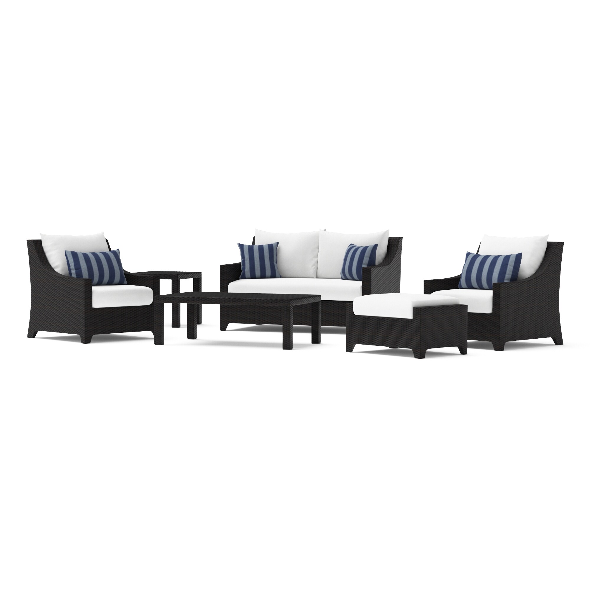 RST Brands OP-PEOSS6-CINK-K Deco 6-Piece Wicker Patio Conversation Set with Gray Sunbrella Cushions